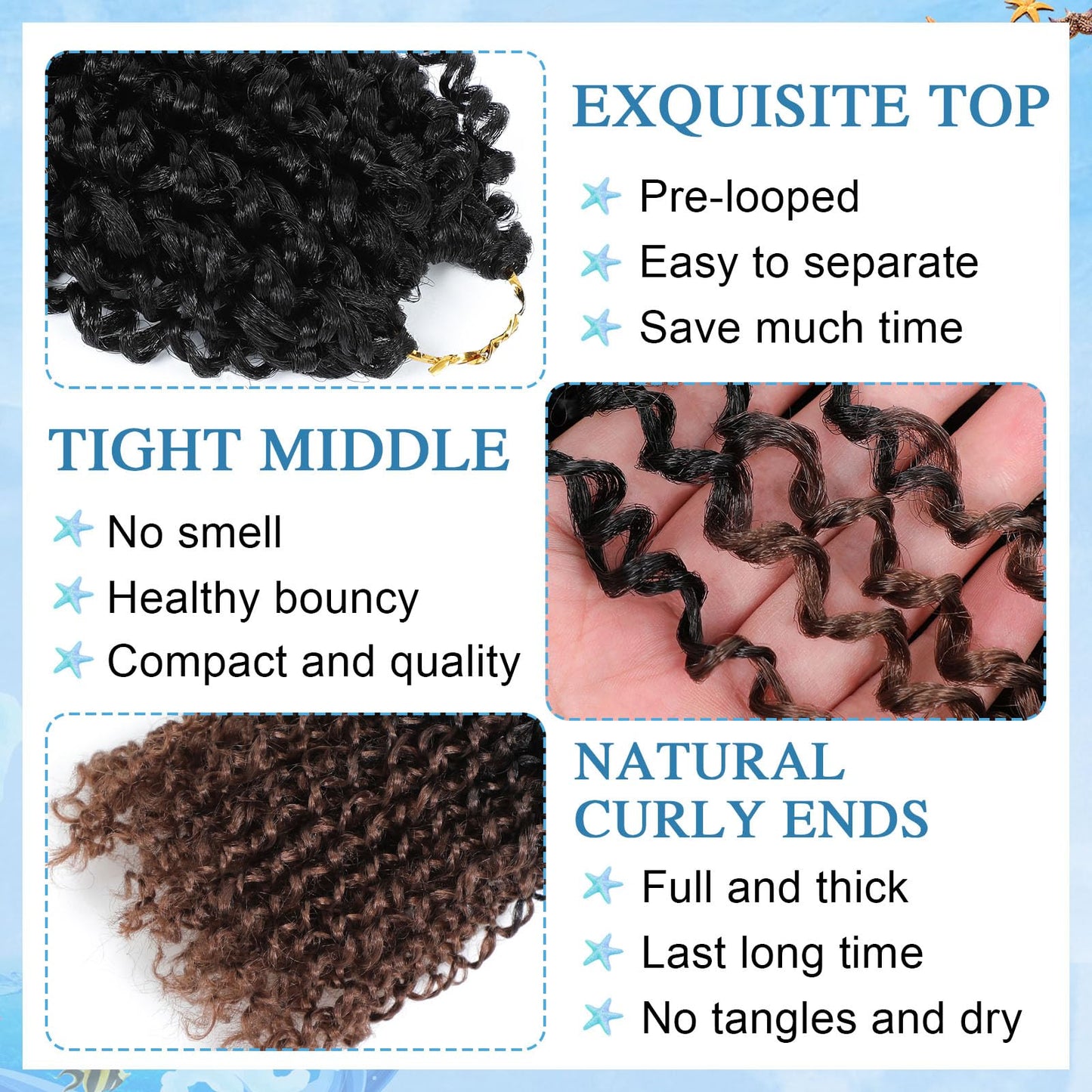 6 Packs Yankee Twist Crochet Braids Hair Passion Yankee Twist Pre Looped Curly Braiding Pretwisted Hair Extensions for Senegalese Brown 14 Inch 1B30#