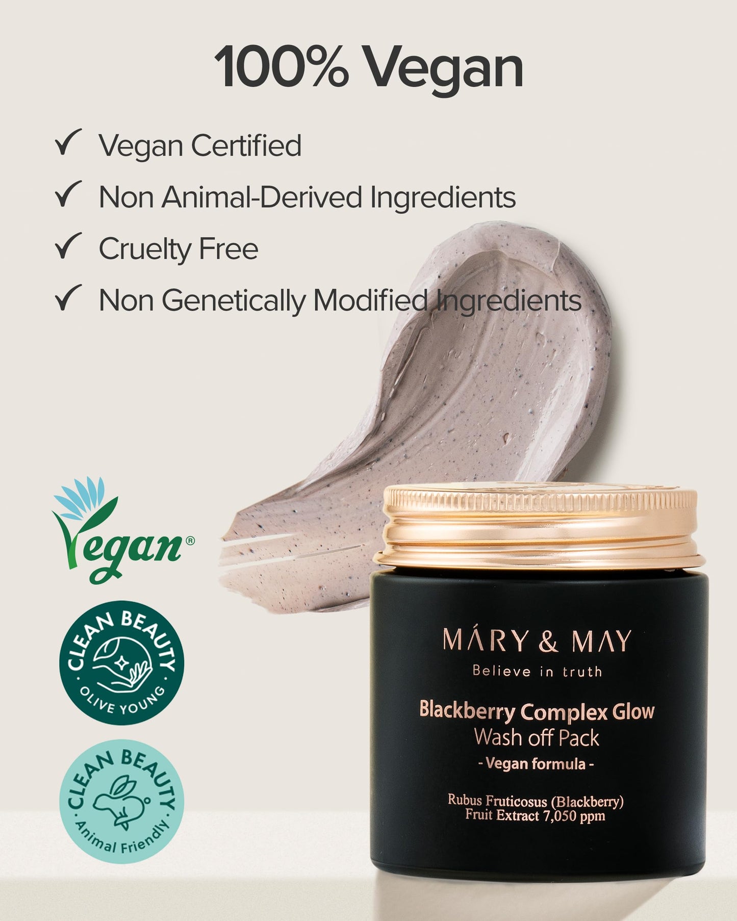 Mary&May Vegan Blackberry Complex Glow Wash Off Mask - Blackhead Care, Pore Clearing, Anti Aging Clay Mask - Bright and Glow Skin - Korean Skincare, 4.23oz.