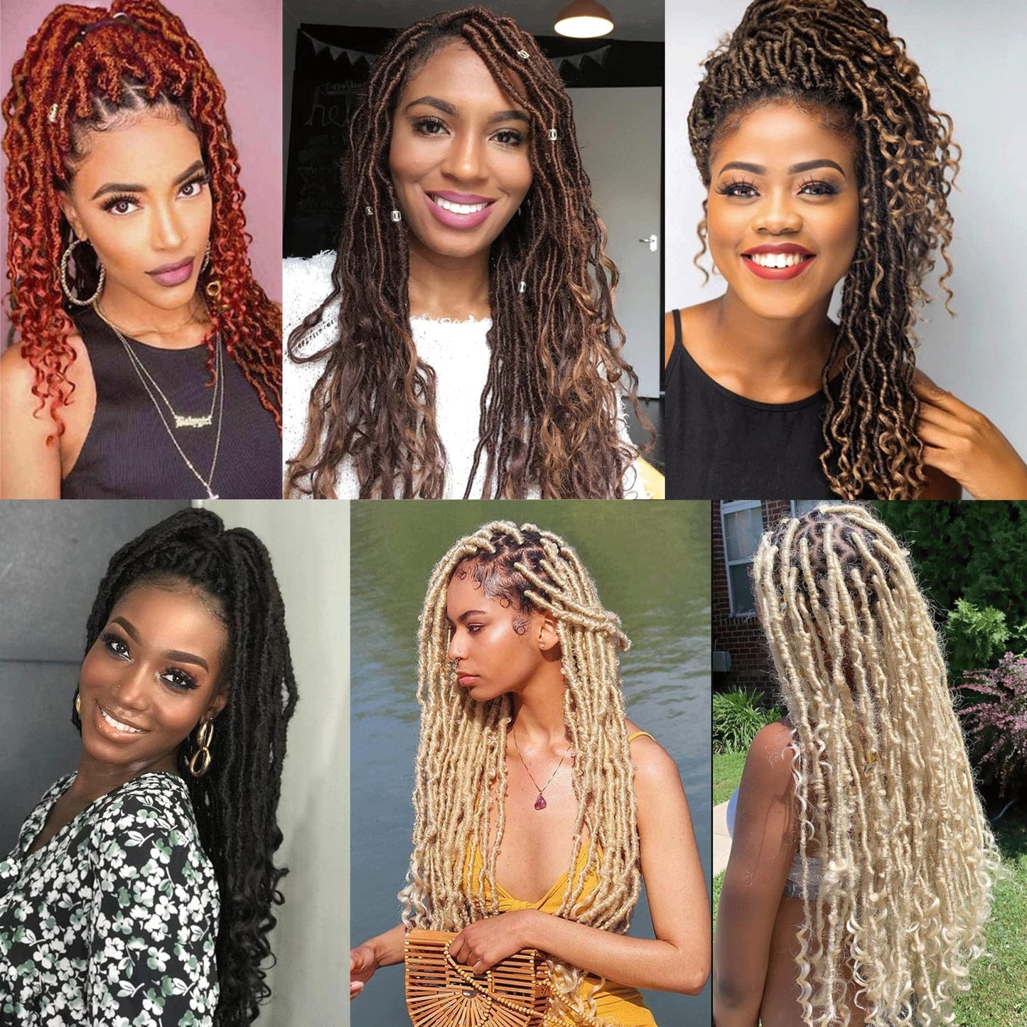 Leeven 24 Inch Ombre Red Goddess New Faux Locs Crochet Hair 7 Packs Boho Soft Locs Crochet Braids Hair With Curly Ends Synthetic Locs Braiding Hair for Women 12 Strands/Pack (T350#)