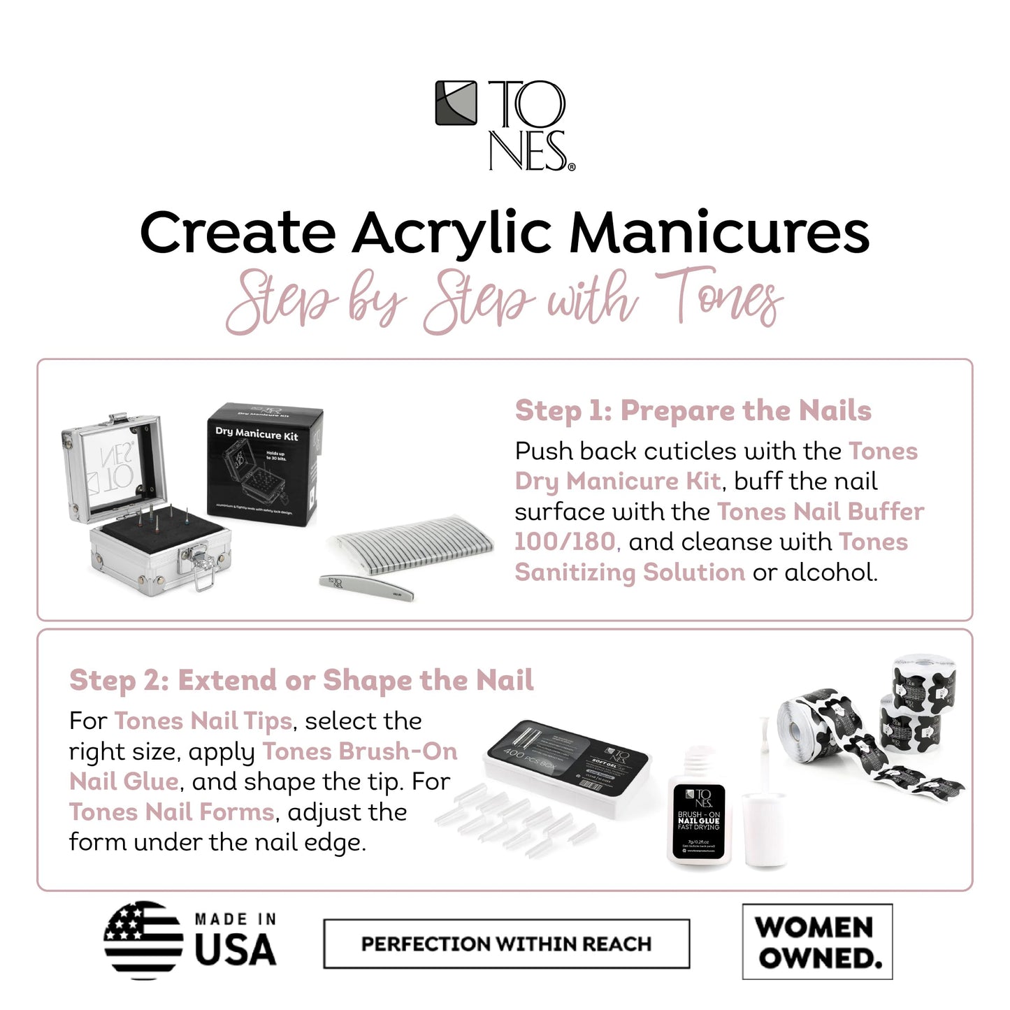 Tones Coverland Acrylic Nail Powder "Princess" - Limited Edition Acrylic Powder for Nail Design, Sculpting, and Masking Nail Bed Imperfections - Professional Acrylic Nail Supplies - (1.5 Oz)