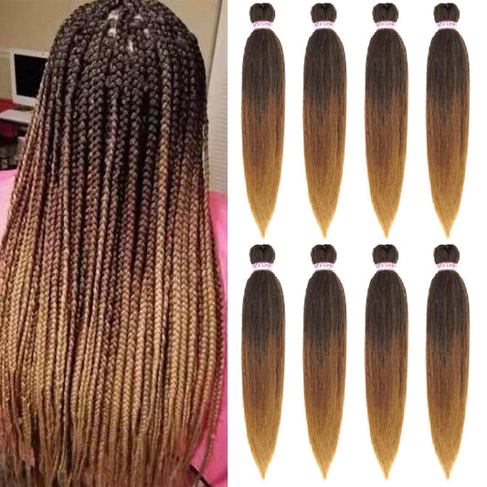 Pre Stretched Braiding Hair 24 Inch - 8 Packs Prestretched Braiding Hair For Box Braids Crochet Hair,Professional Soft Knotless Braid Hair,Yaki Straight,Itch Free (24",T1B/30/27#)