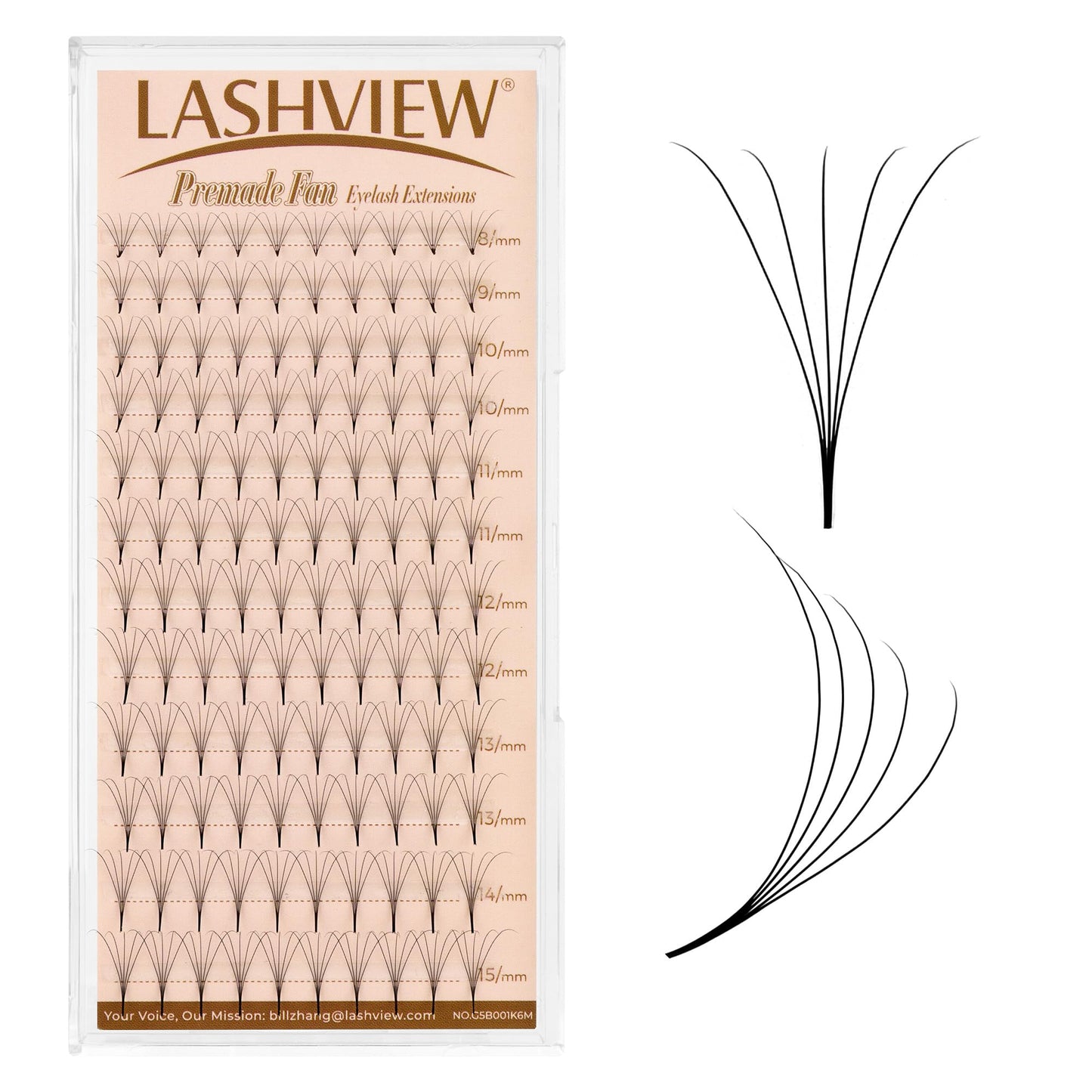LASHVIEW Premade Lash 120 Fans, 5D, C Curl Thickness 0.07 Premade Fans Eyelash Extensions 8-15 mm Mixed Length Promades Eyelash Fans Professional Pre Made Lash Fans (120 Fans 5D-0.07-C 8-15mm)