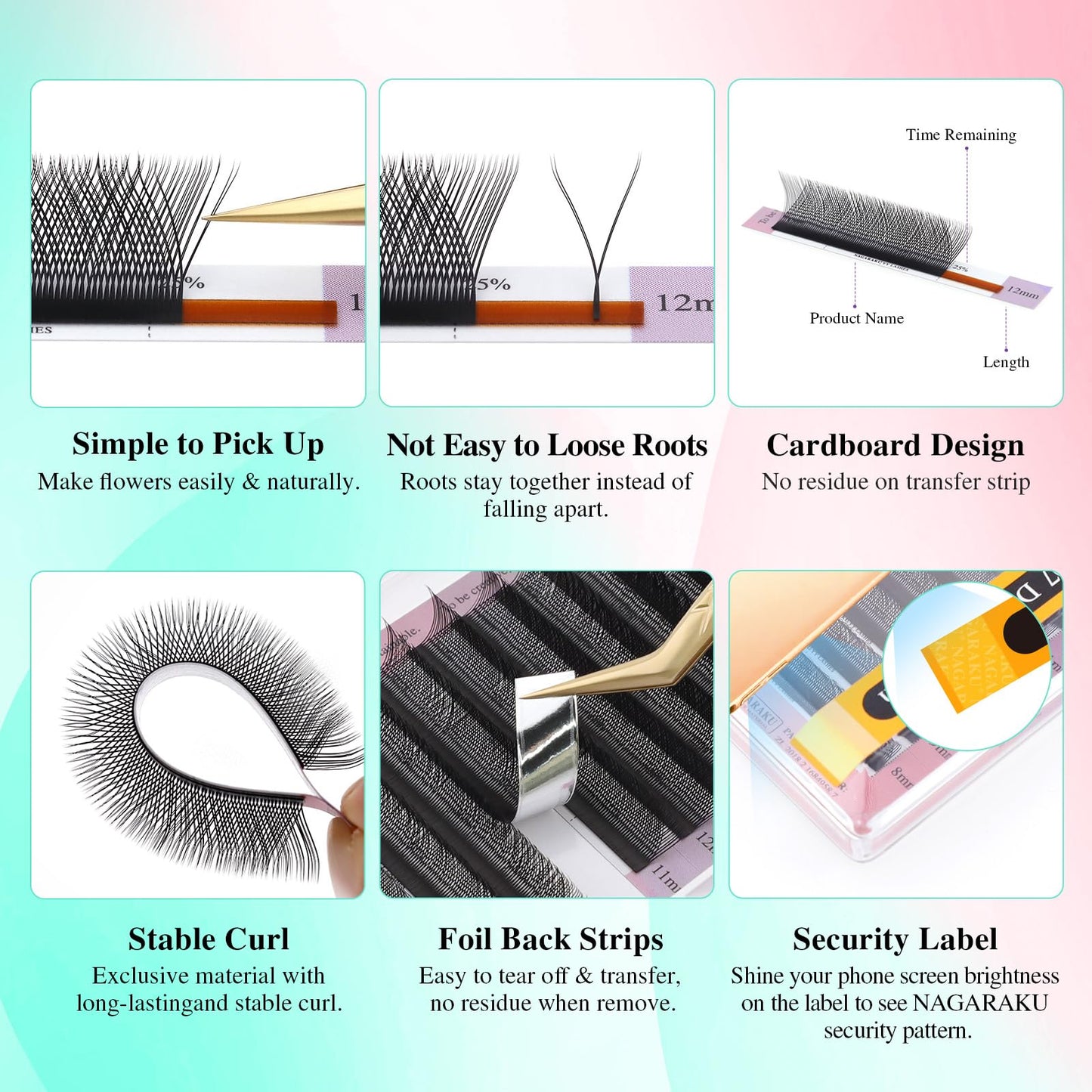 NAGARAKU YY Eyelash Extensions High Capacity 54 Rows 0.07 C Curl 7-15mm Mix Length Supplies Y Lash 4D Russian Volume Cross YY Eyelashes Handwoven Y Shaped Mesh Technology Wispy Cluster Matte Black