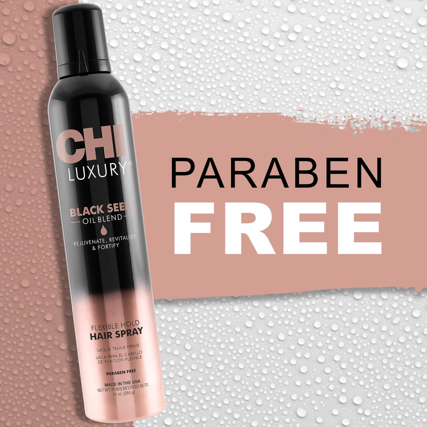 CHI Luxury Black Seed Oil Flexible Hold Hairspray, Adds Hair Texture & Volume, Natural Hold, Sulfate, Paraben & Gluten-Free, 10 Oz