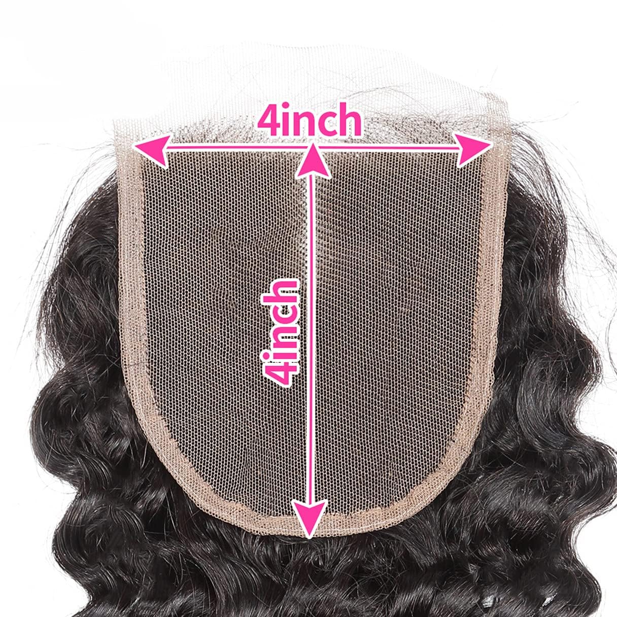 4x4 Lace Closure Deep Wave Human Hair 130% Density Unprocessed 12A Deep Curly Virgin Hair 4x4 Transparent Lace Closure With Cap Natural Color 16 Inch