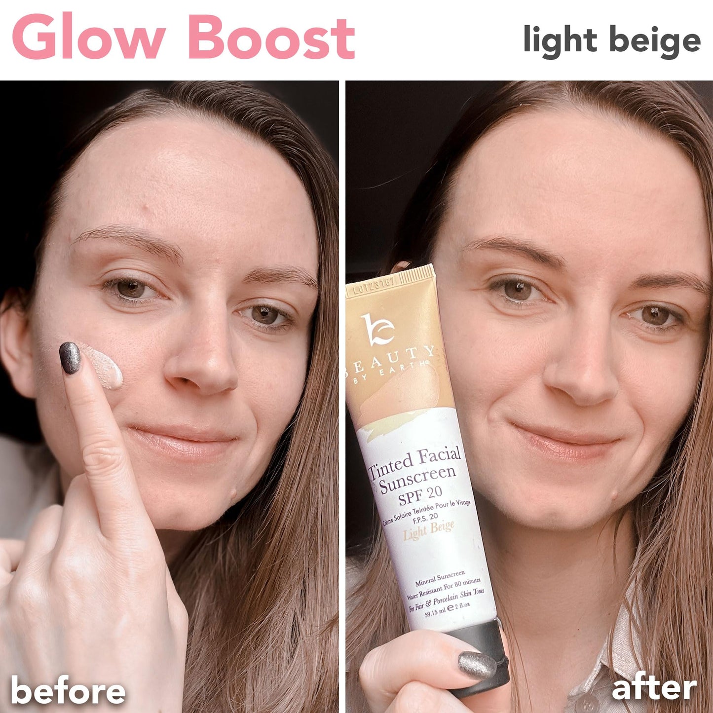 Tinted Sunscreen for Face - SPF 20 With Natural & Organic Ingredients Broad Spectrum Sunblock Lotion, Tinted Moisturizer Zinc Oxide Sunscreen Face for Skincare, Facial Sunscreen (Light Beige 2pk)