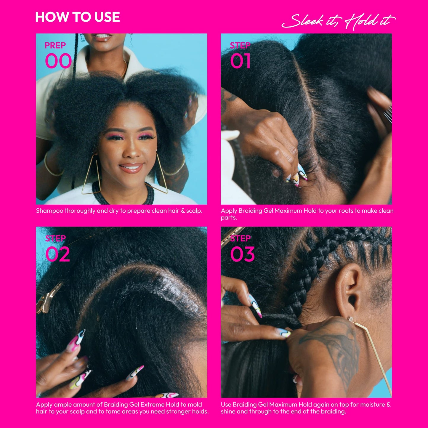 Red by Kiss Braiding Gel Extreme Hold Styler Fixer for Box Braids & Cornrows, Hydrating, Conditioning, Long-Lasting Frizz Control, 4C Moisturizing, Nourishing High Shine (16 fl. oz.)