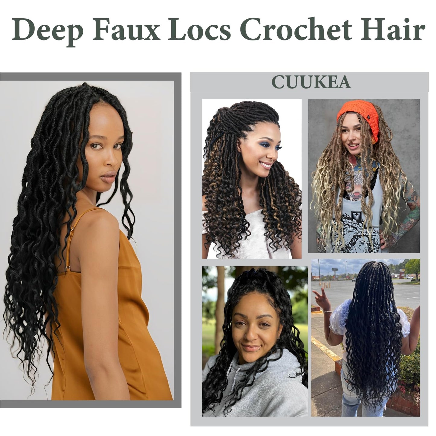 Deep Faux Locs Crochet Hair 14 Inch 8 Packs Goddess Locs Crochet Hair 1B3027 Soft Loc Faux Loc Crochet Braids with Curly Ends Prelooped Deep Wave Croceht Braids for Black Women(Black to Blonde)