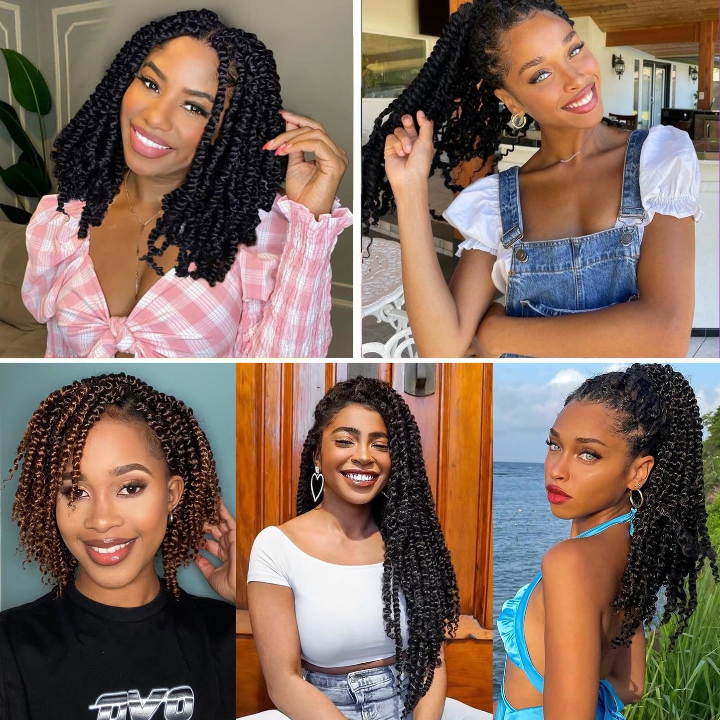 9 Packs Passion Twist Hair 8 Inch Pre-twisted Crochet Bohemian Short Braids for Women Girls and Kids (8Inch,1B/30)