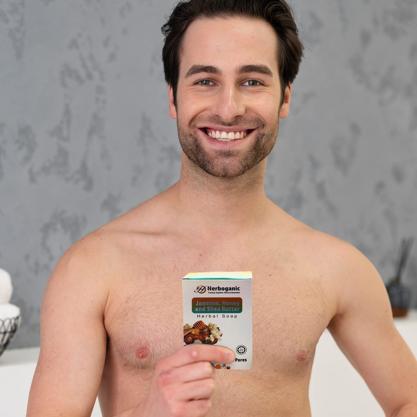 HERBOGANIC Jasmine Honey and Shea Butter Herbal Soap | Pack of 3 of 5oz soap Bar | Natural Bar Soap for Face and Body | Hydrating and Nourishing | Suitable for Men and Women