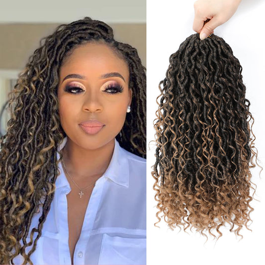 8 Packs Boho Faux Locs Crochet Hair 10 Inch Crochet Soft Locs with Curly Ends Pre-looped Goddess Locs Crochet Hair for Black Women 1B/27 Boho River Locs Crochet Hair