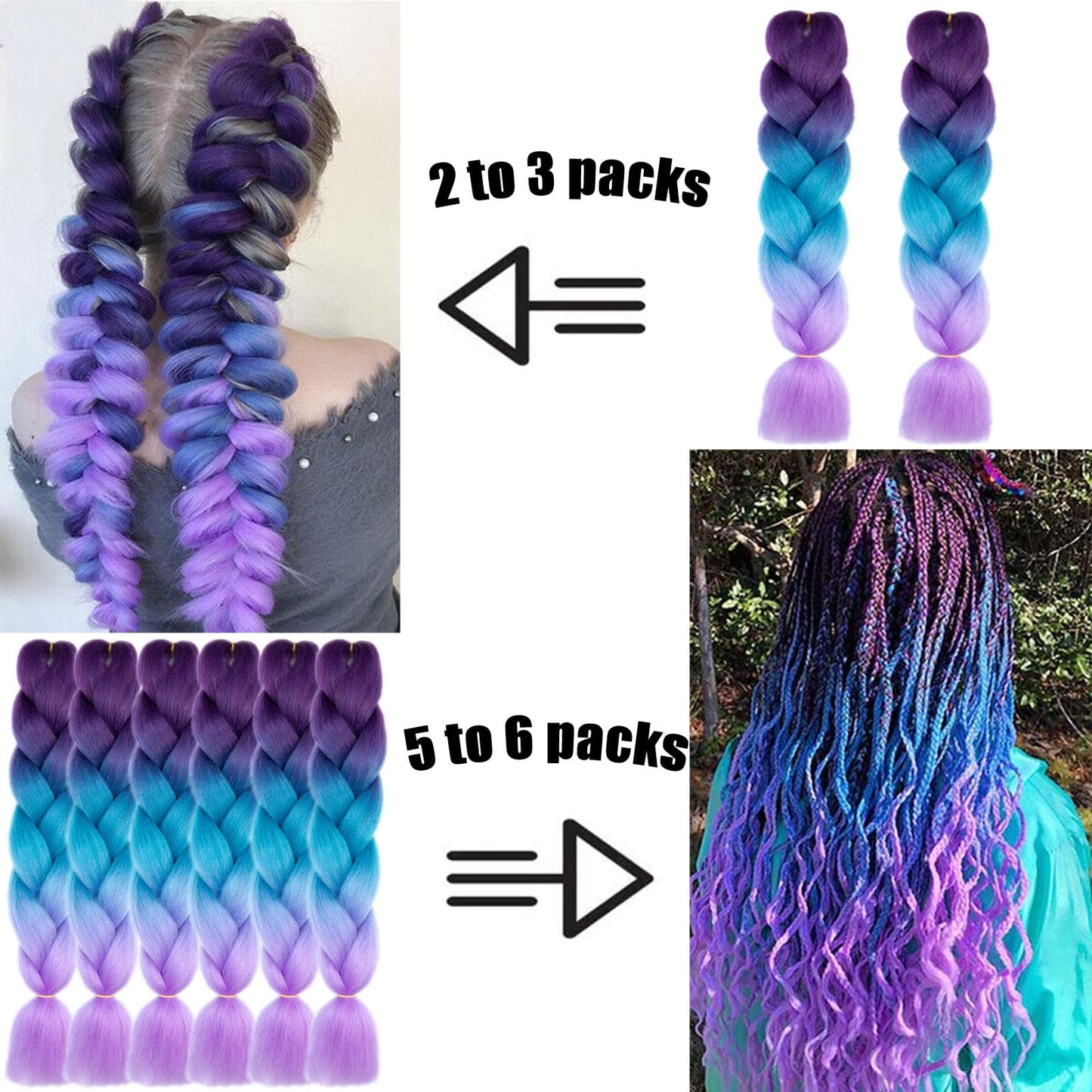 TENGSHUO FLY Black to Red Braiding Hair 3 Packs Synthetic Braid Hair Extensions Jumbo Ombre Braiding Hair 24"or Box Braids Twist Crochet Braids(24"3Pack,Black to Red/B1)