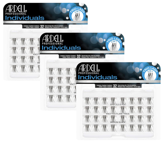 Ardell Individual Trios Eyelash, Black, Medium (Pack of 3)