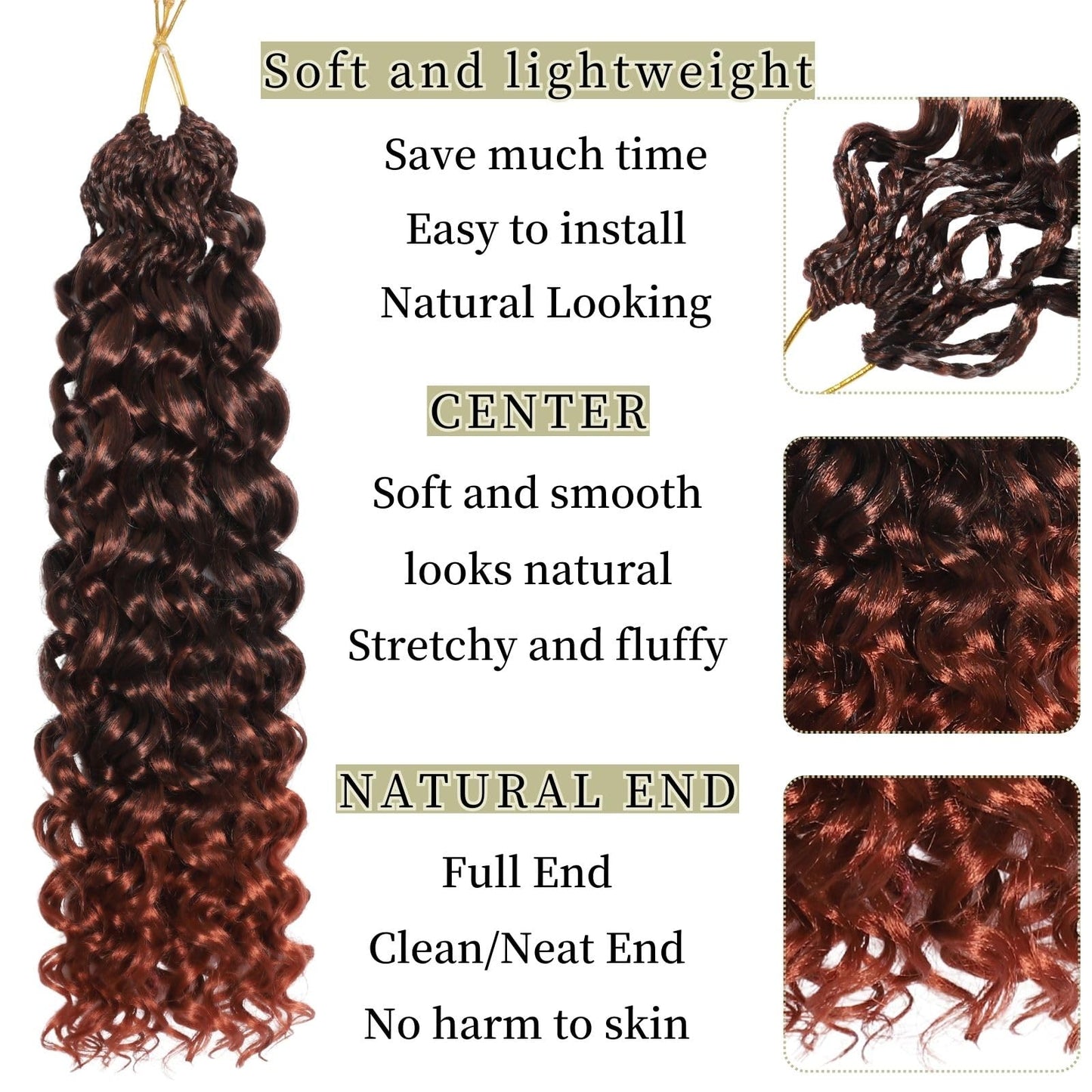 Gogo Curl Crochet Hair 14 Inch 8 Packs Pretwisted Curly Crochet Hair Pre looped Ocean Wave Crochet Hair Water Wave Deep Twist Crochet Synthetic Braiding Hair for Women Girl Kids (T350)
