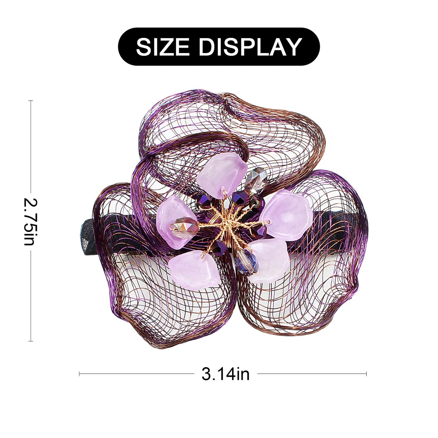 Mistofu 3.93Inch DIY Copper Wire Metal Hand-woven High-level design Barrettes Elegant Hair Accessories, Gifts for Women Girls (purple flower)