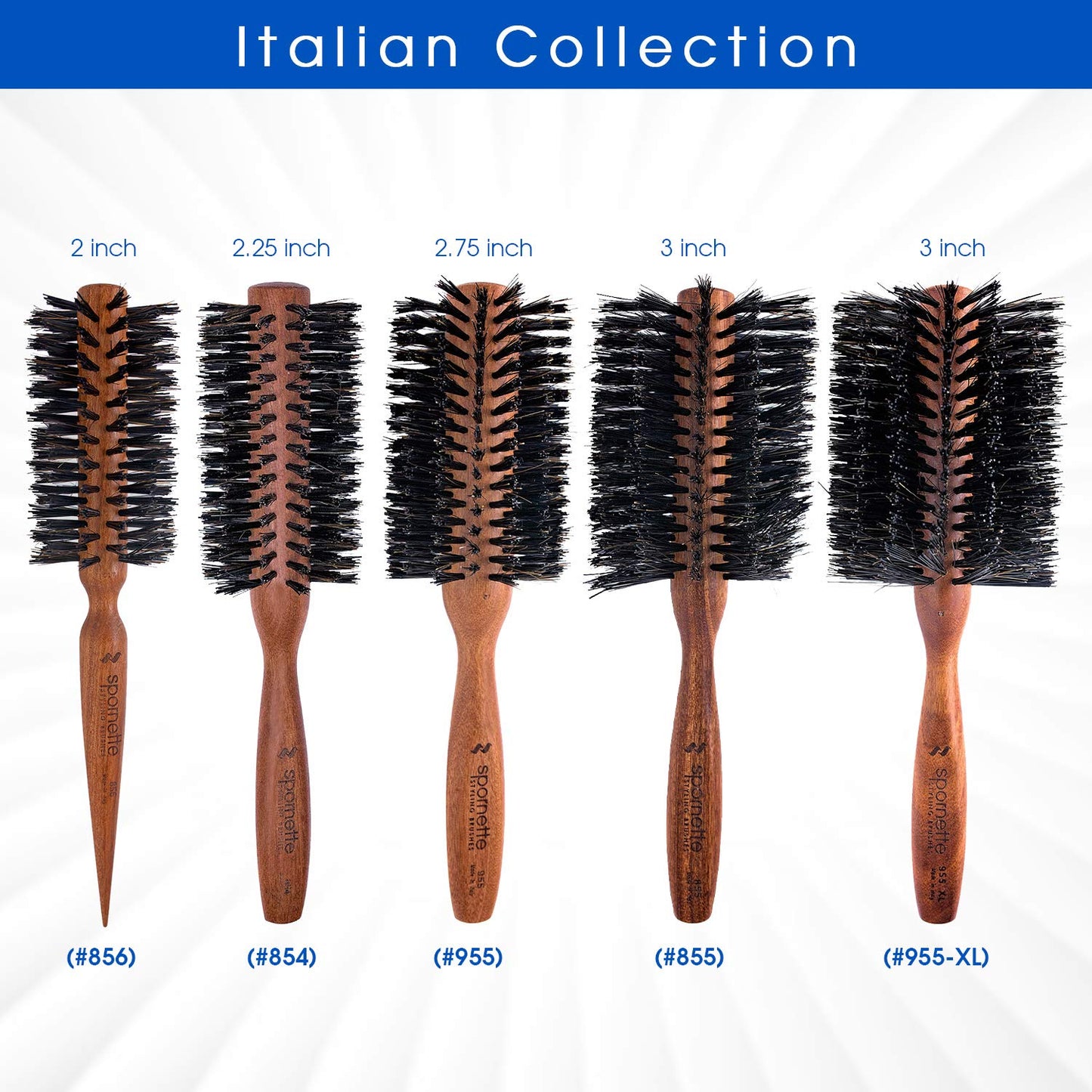 Spornette Italian 2.25 inch Round Boar Bristle 854