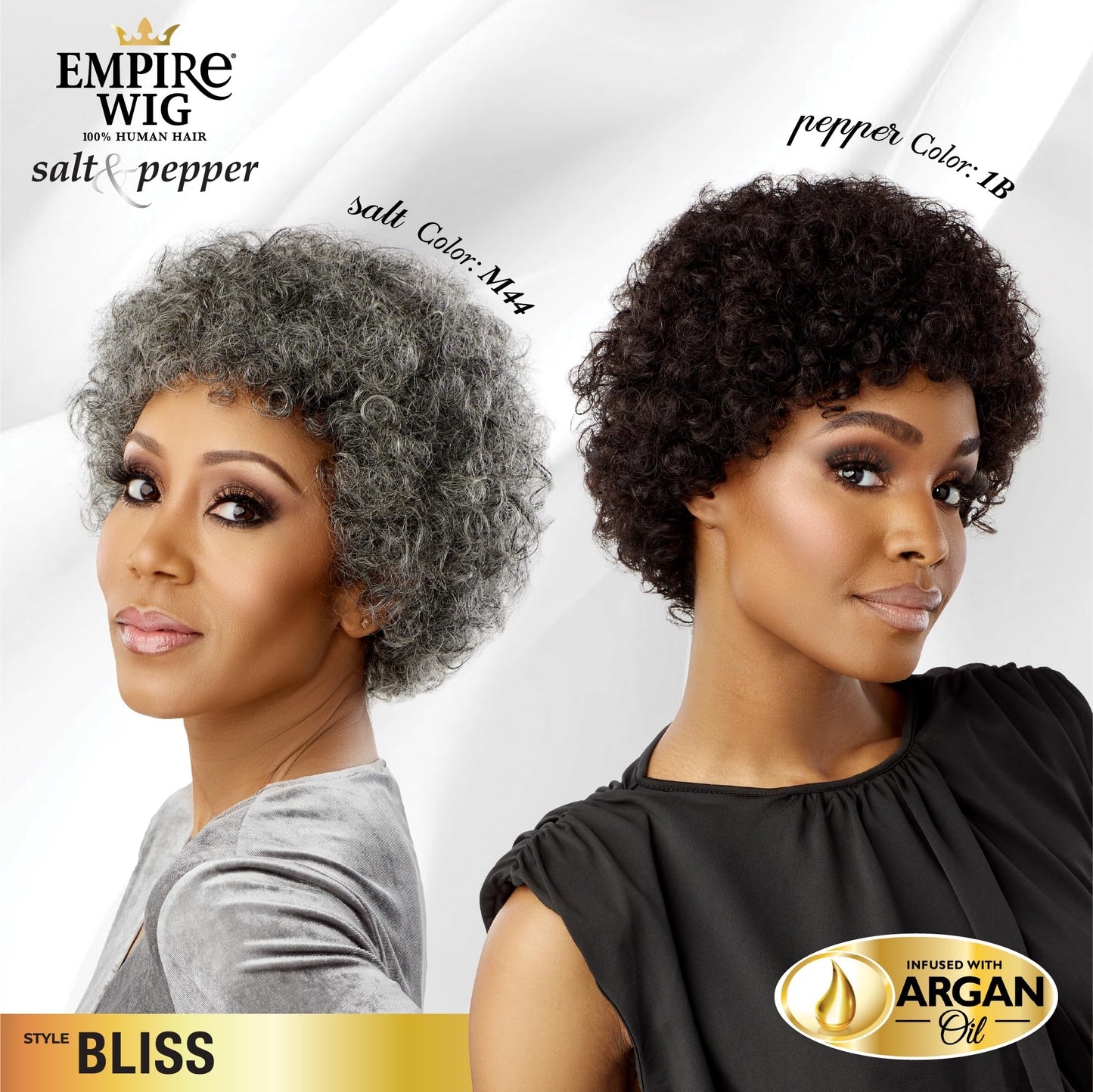 Sensationnel Empire Human Hair Wig - Salt And Pepper Bliss Contouring Mesh Cap Heat Safe (F1B/30)