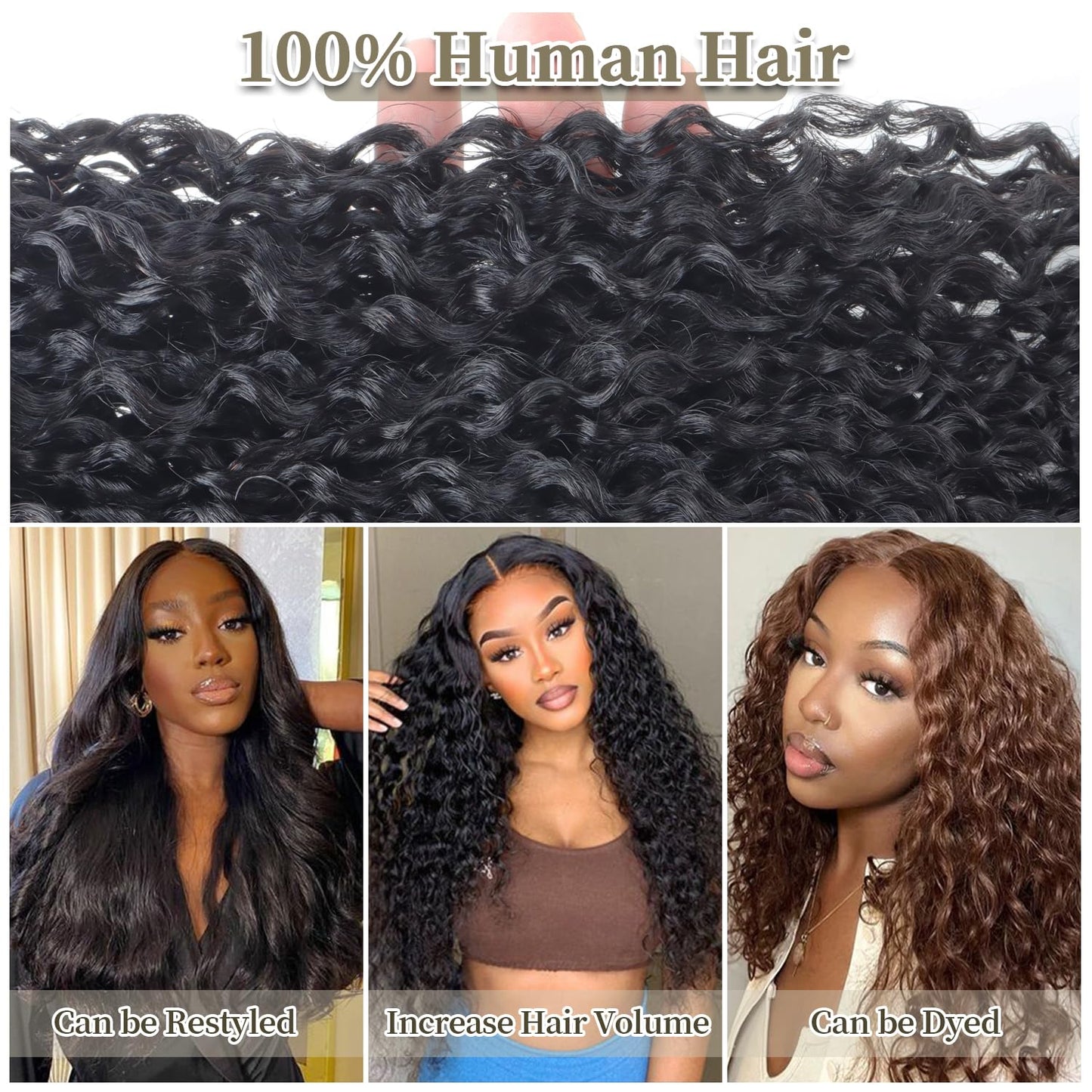 Ainimiu Curly Wave Human Hair Single Bundles Brazilian Virgin Hair Weave One Bundle Jerry Curly 12A Grade Unprocessed Hair Extensions Natural Black 1 Bundle 24inch 100g/pc