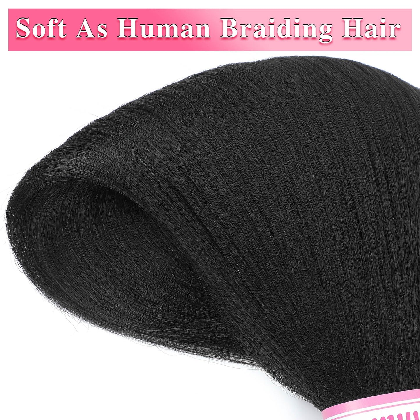 Black Braiding Hair Pre Stretched 30 Inch 2 Packs 1B Braiding Hair Professional Yaki Straight Braiding Hair for Box Braids Crochet Braids(1B, 2 Packs, 30 Inch)