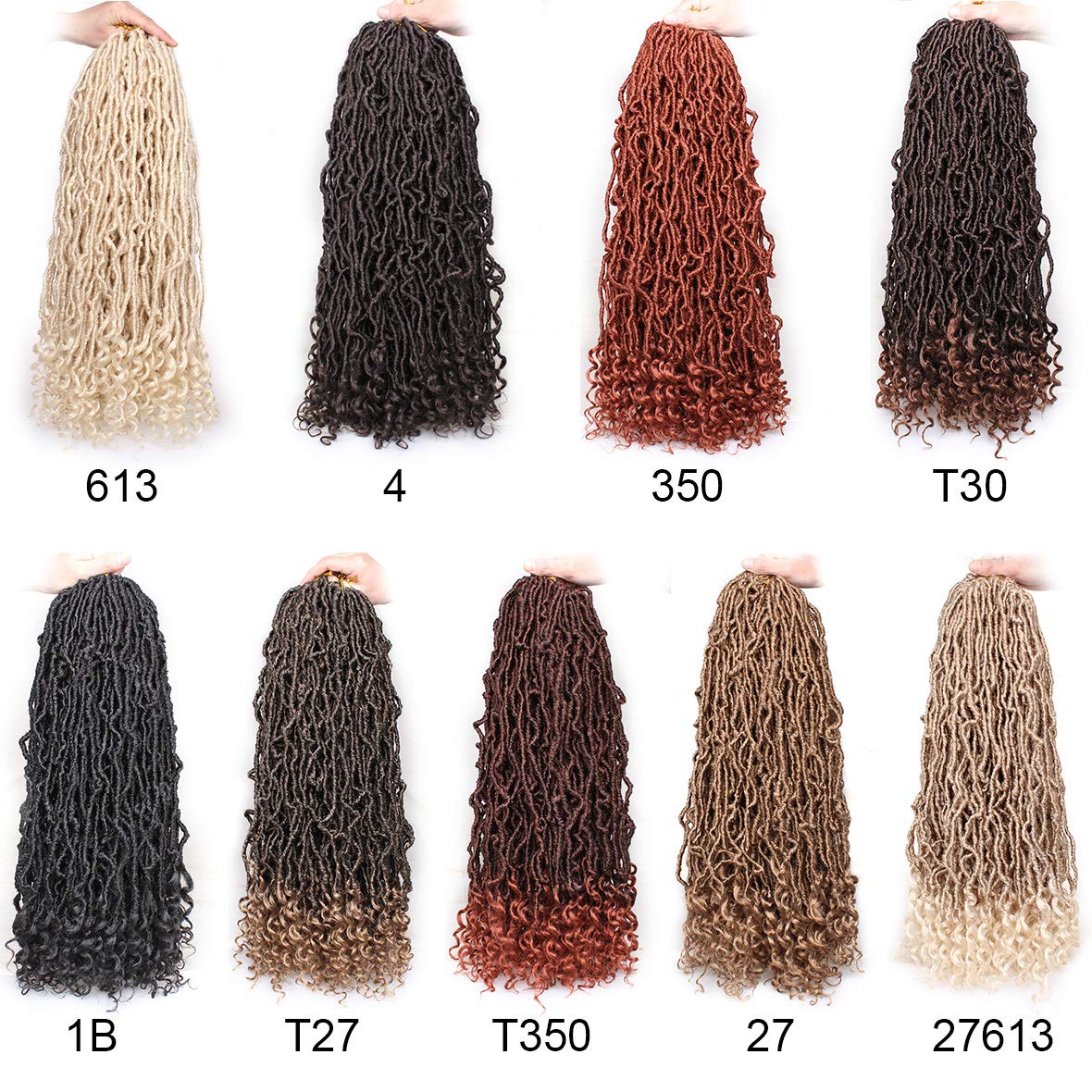 Leeven 24 Inch Ombre Red Goddess New Faux Locs Crochet Hair 7 Packs Boho Soft Locs Crochet Braids Hair With Curly Ends Synthetic Locs Braiding Hair for Women 12 Strands/Pack (T350#)
