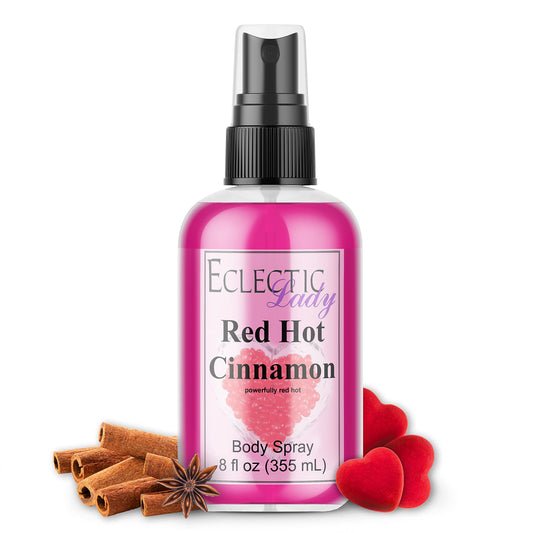 Eclectic Lady Red Hot Cinnamon Body Spray, Double Strength, 8 ounces, Body Mist for Women with Clean, Light & Gentle Fragrance, Cologne with Soft, Subtle Aroma For Daily Use