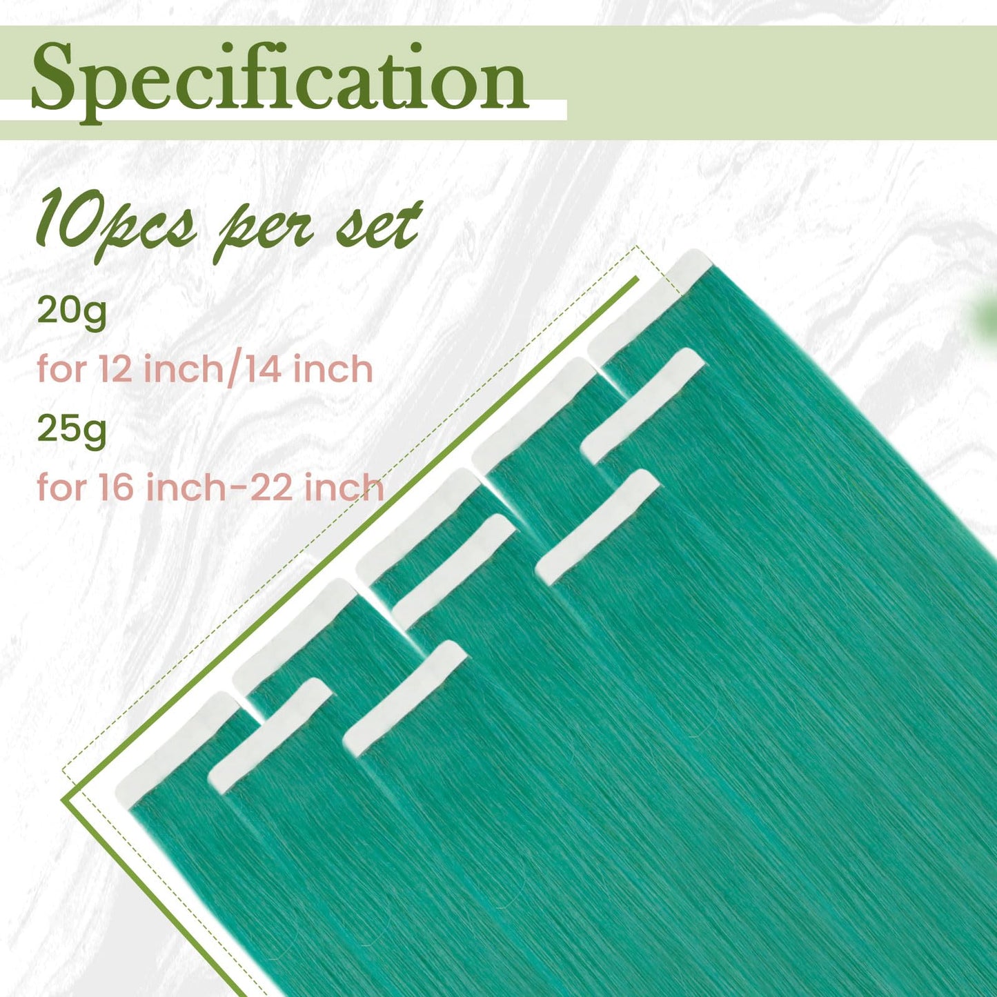 RUNATURE 12 Inches Tape in Human Hair Extensions - Teal Colored Invisible Tape ins for Women - 20g 10pcs