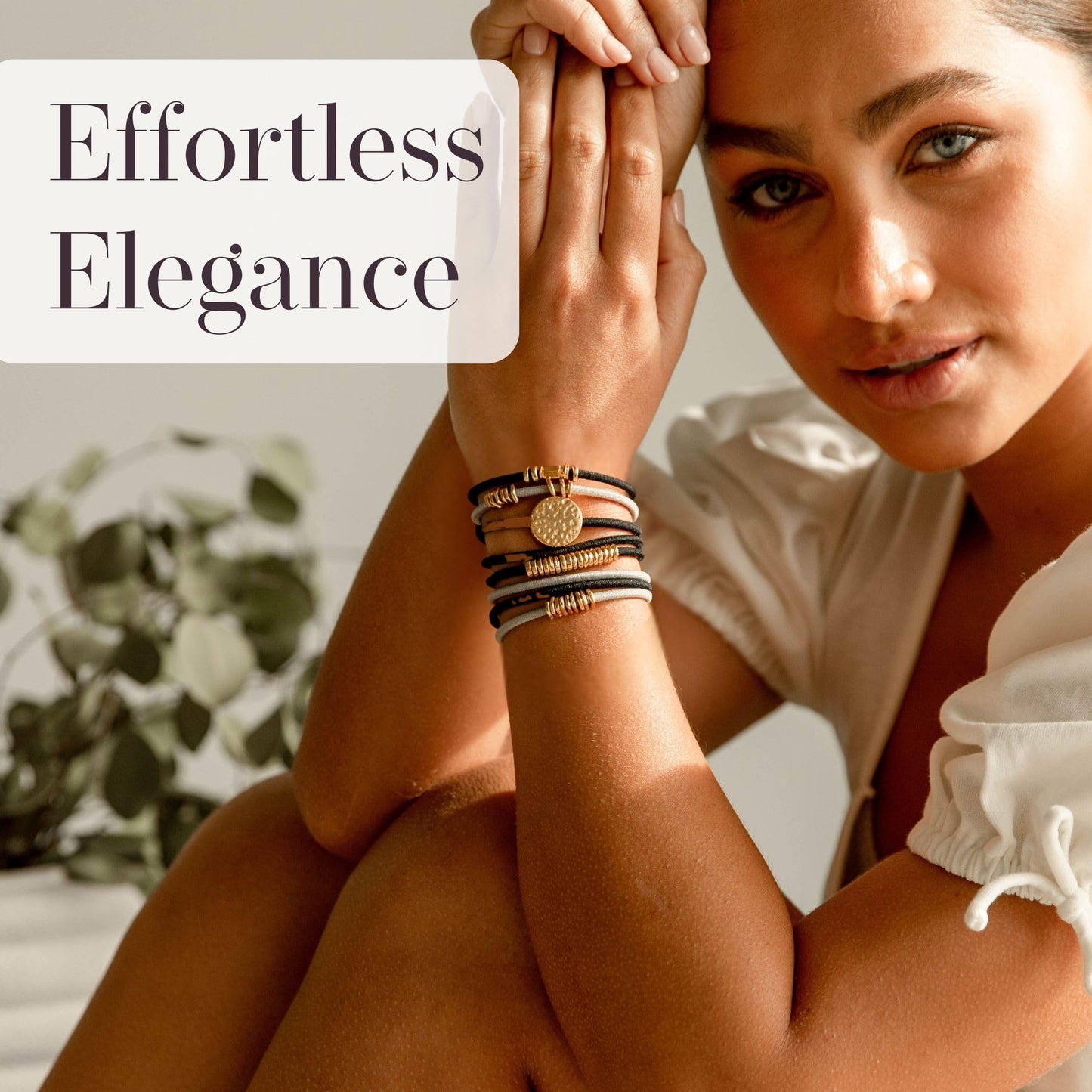 By Lilla Hair Ties for Women No Damage – The Original Bracelet Hair Tie – Hand Made Jewelry with Luxury Elastic and Tarnish Free Gold and Silver – Boho Hair Accessories and Wrist Stacks (Disc)