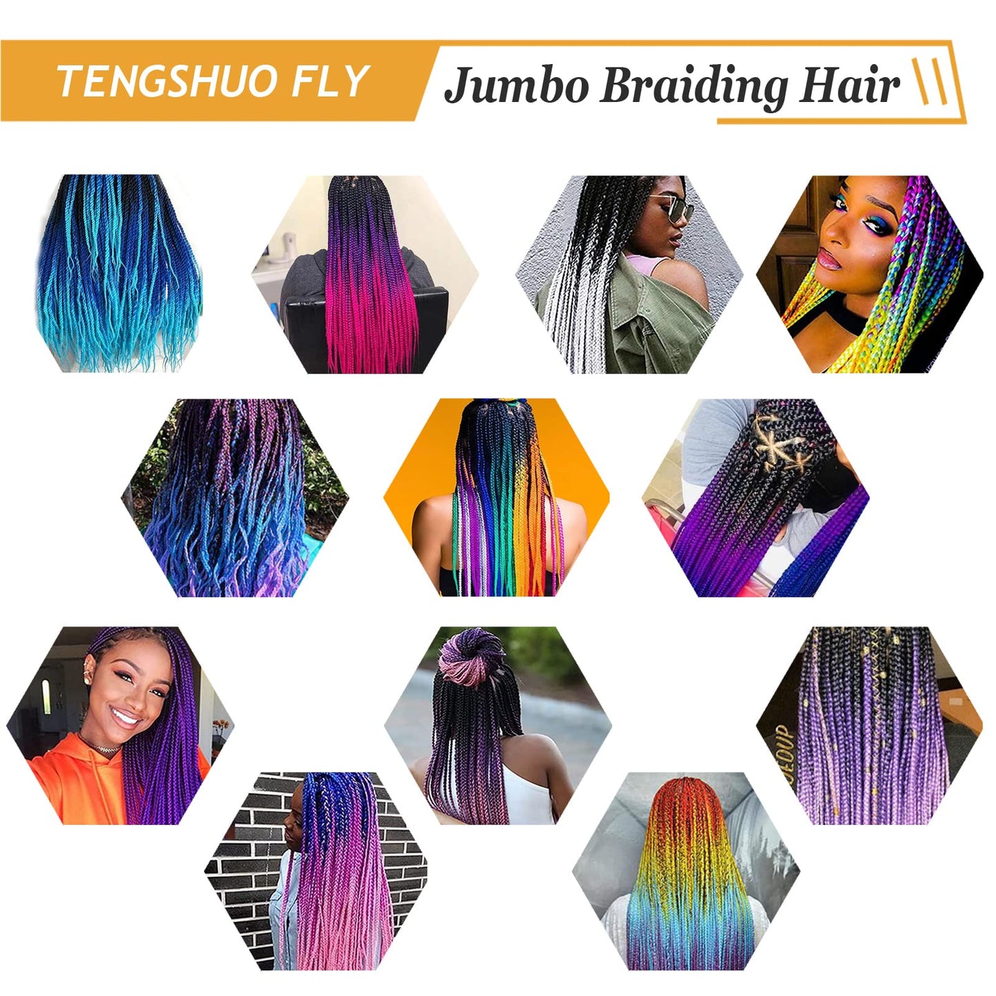 TENGSHUO FLY Black to Red Braiding Hair 3 Packs Synthetic Braid Hair Extensions Jumbo Ombre Braiding Hair 24"or Box Braids Twist Crochet Braids(24"3Pack,Black to Red/B1)