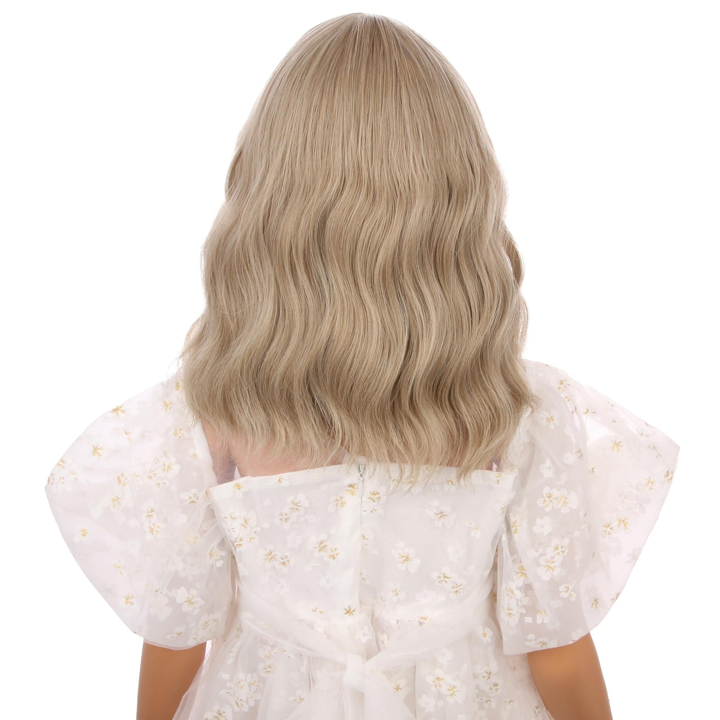 DUDUWIG Kids Short Mix Blonde Wavy Curly Wigs Girls Blonde Wig with Bangs Synthetic Cosplay Hair Wig for kids Children