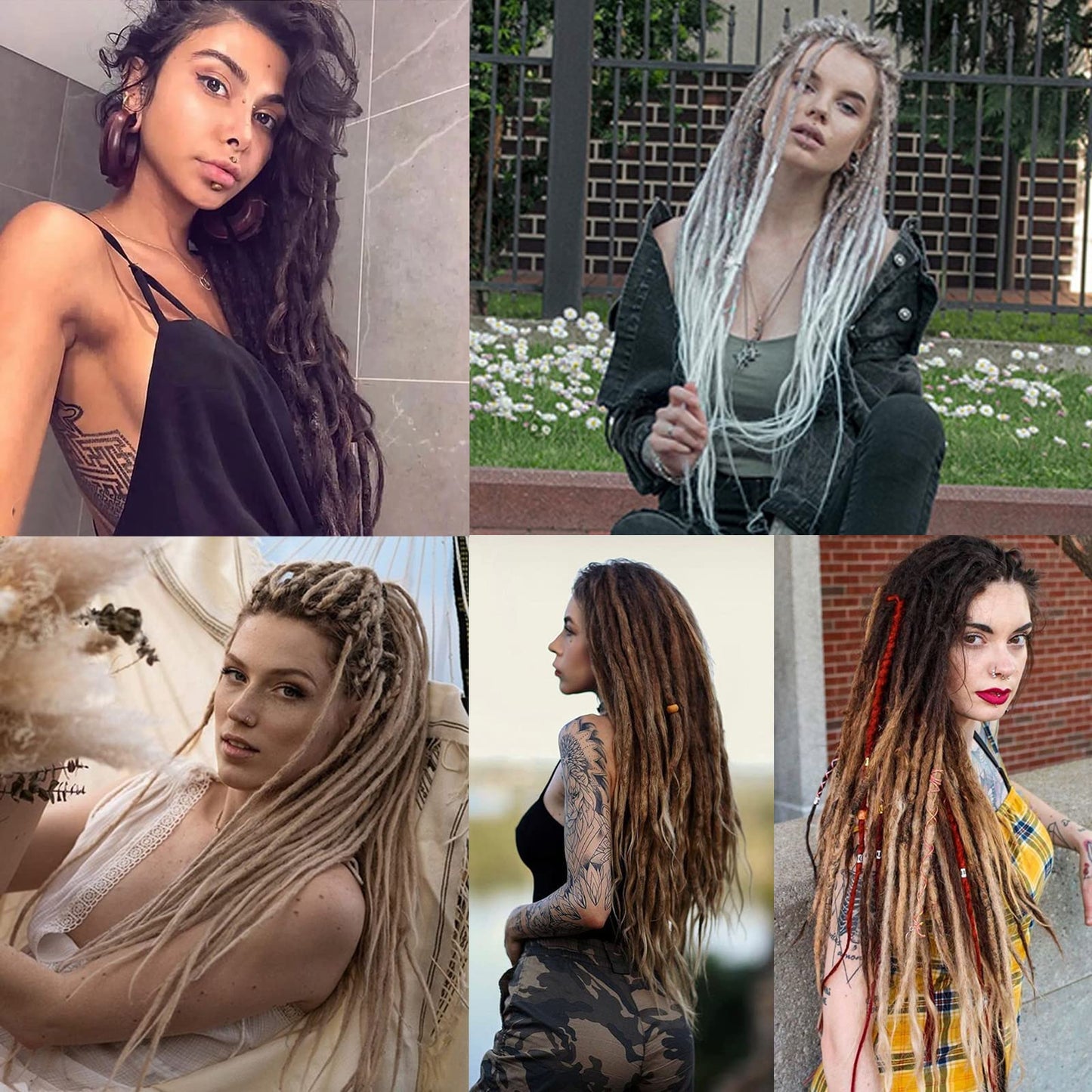 Leeven 30 Inch Synthetic Dreadlock Extensions 20 Strands Hippie Single Ended Dreads Chocolate Brown 0.6 cm Width Loc Extensions Reggae Style Crochet Hair for Women