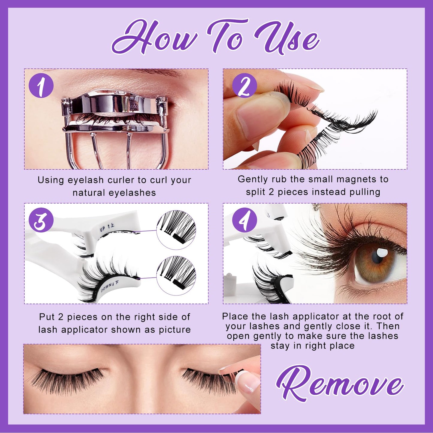 4 Pairs Magnetic Eyelashes without Eyeliner Reusable Waterproof Natural Look Wispy Magnetic Eyelashes with Applicator No Glue Needed Easy to Wear and Remove By Wendy Lashes（CX-4 Pairs,KS02+XM1）