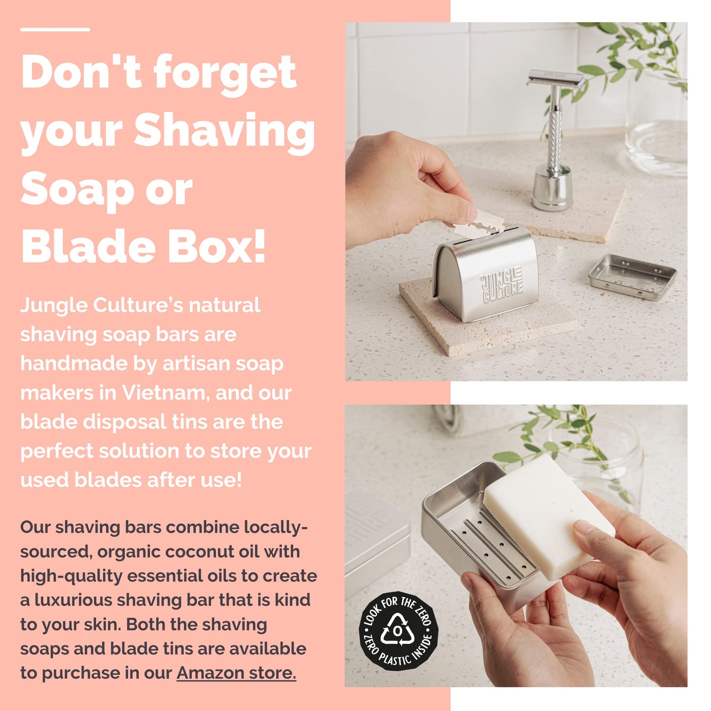 Jungle Culture Safety Razor with 10 Double Edge Blades • Single Blade Metal Razors for Women & Men for Body & Face • Eco Friendly & Reusable Shaver • Rose Gold