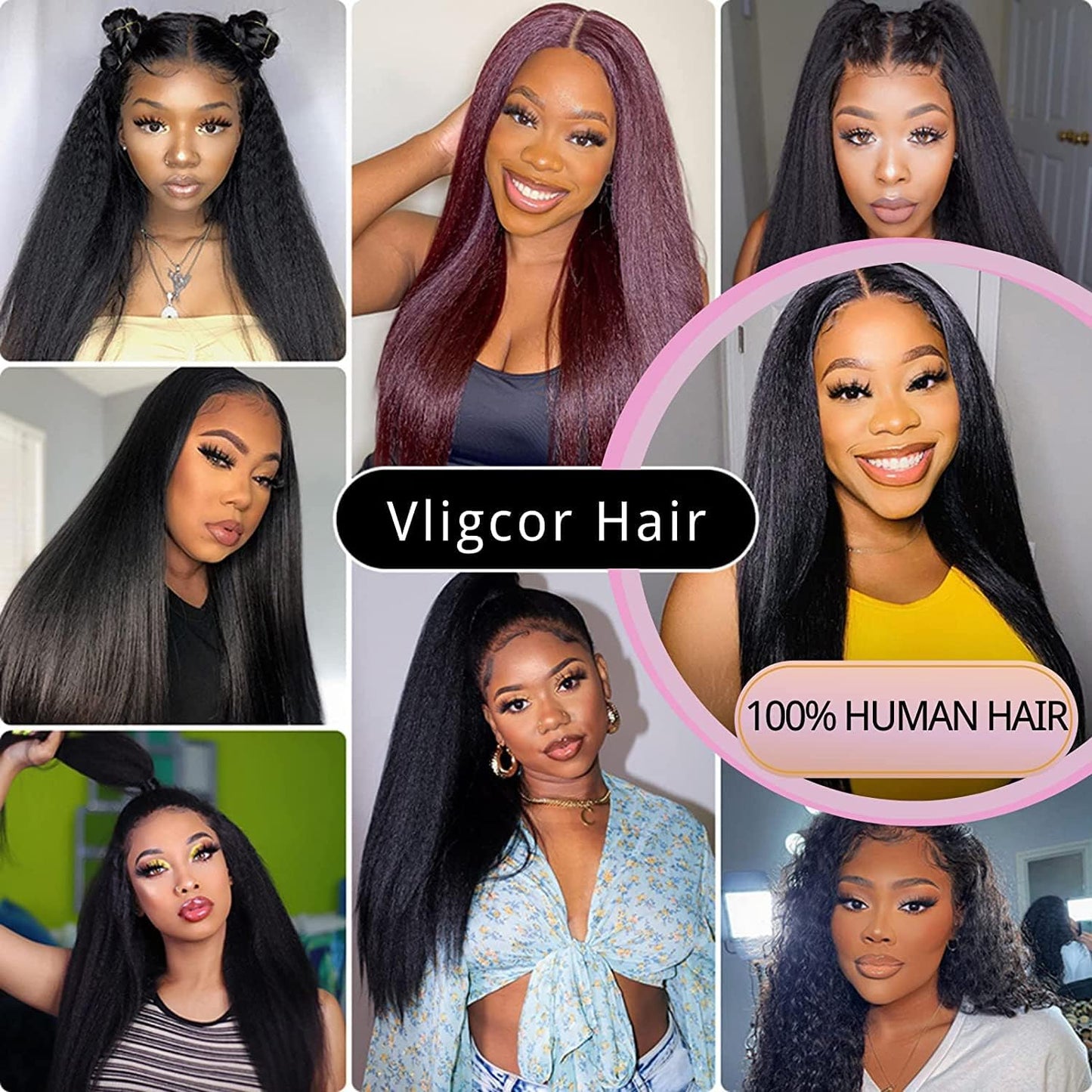 Kinky Straight Human Hair Bundles 22Inch Yaki Straight Human Hair Extensions 1 Bundles Unprocessed Brazilian Virgin Kinky Straight Human Hair For Black Women Natural Black