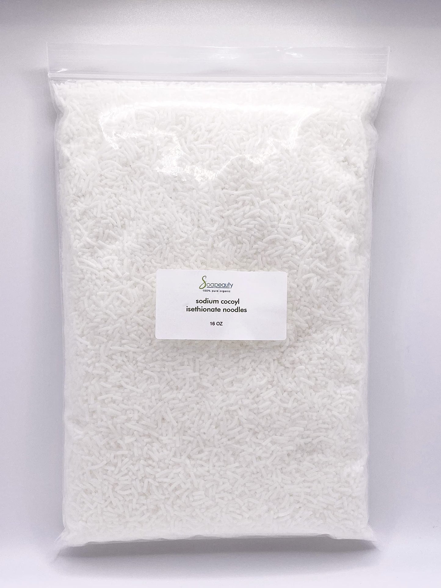 Sodium Cocoyl Isethionate Noodles by Soapeauty for Skin & Hair Care - SCI Natural Surfactant Used for Making Bubble Baths, Bath Bombs, Shampoo Bars (8 oz)
