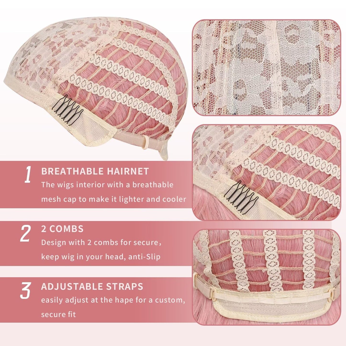 Aliesencia 40 Inch Long Wavy Wig with Bangs for Women White Cosplay Wig Bounce Fluffy for Halloween Party Daily Use(Pink)