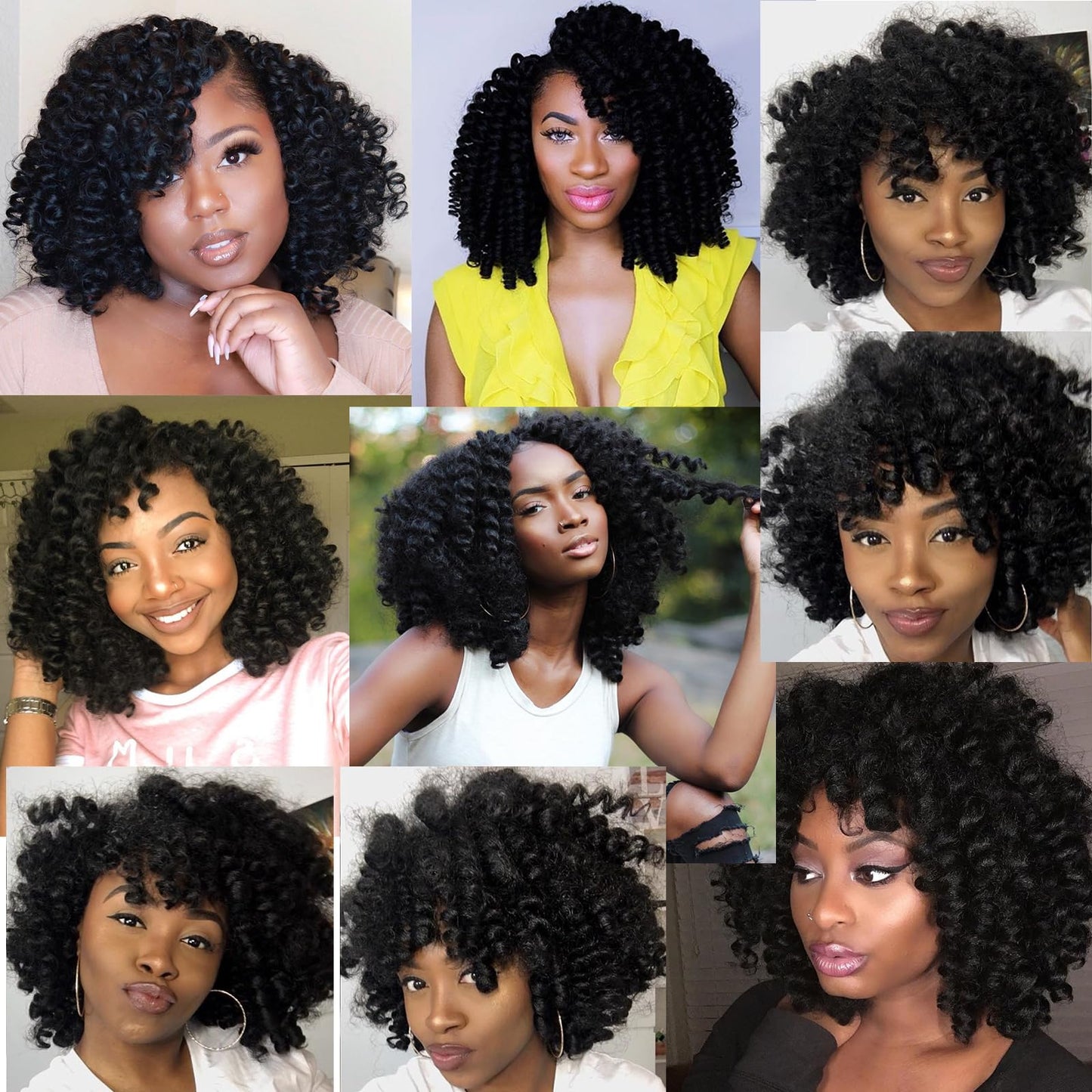 Crochet Braids Hair 8 Inch 3 Pack Jamaican Bounce Wand Curl Crochet Hair Synthetic Braiding Hair Extension Twist Crochet Hair (3 PCS, TBUG)