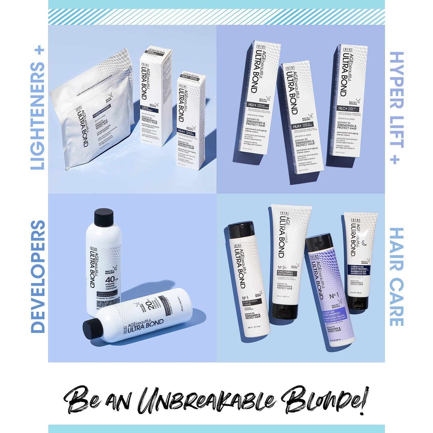 AGE beautiful Permanent Powder Hair Lightener with Ultra Bond Building | Strengthens, Protects & Nourishes | Lifts up to 9+ Levels | For Lightening & Highlights | 6 Oz