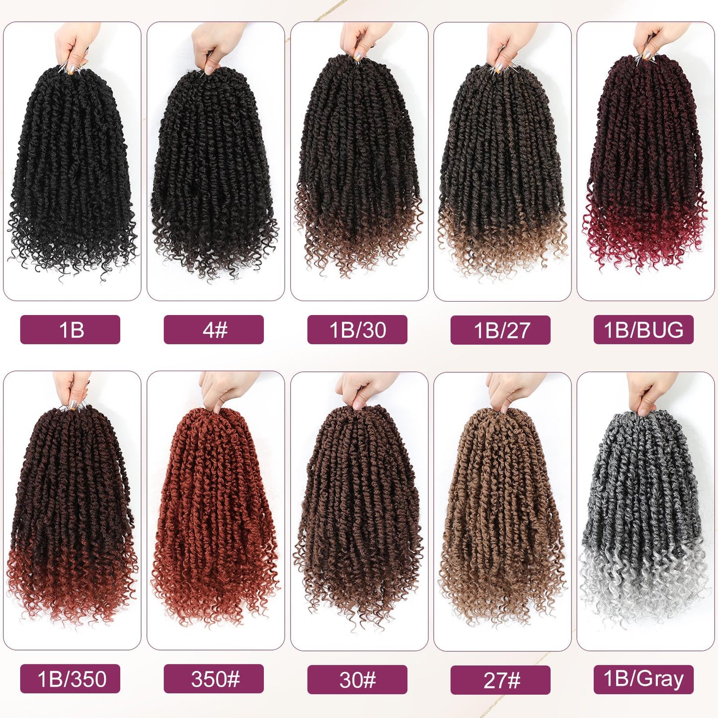 Passion Twist Crochet Hair, Pretwisted Passion Crochet Hair 12 Inch, Passion Twist Crochet Hair 8 Packs Prelooped Passion Twist Hair, Short Pre Looped Crochet Hair for Black Women(1B/30)
