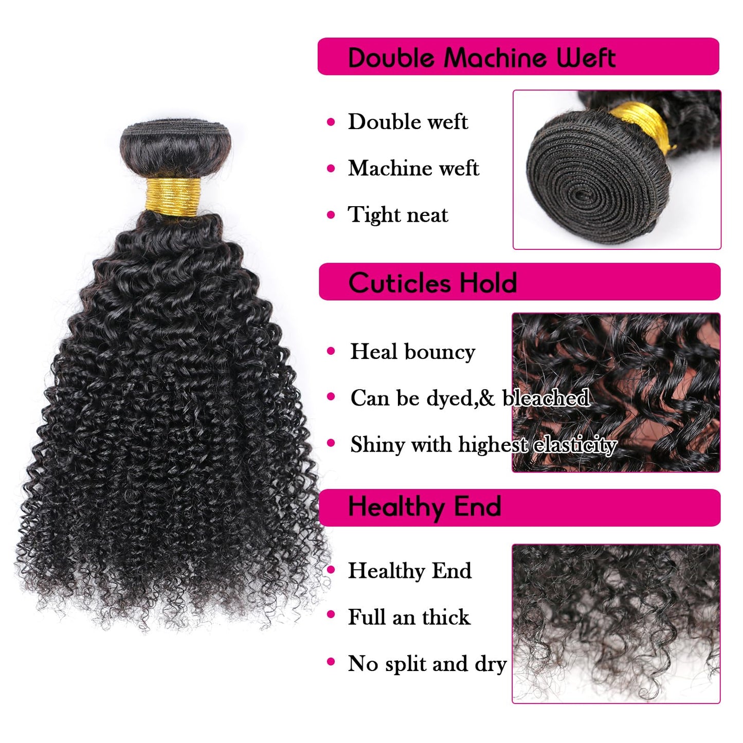 10A Brazilian Afro Curly Hair Bundles 2 Bundles 20 22 Inch Afro Curly Human Hair 100% Unprocessed Virgin Human Hair Curly Weave Hair Extensions for Women Natural Black Color