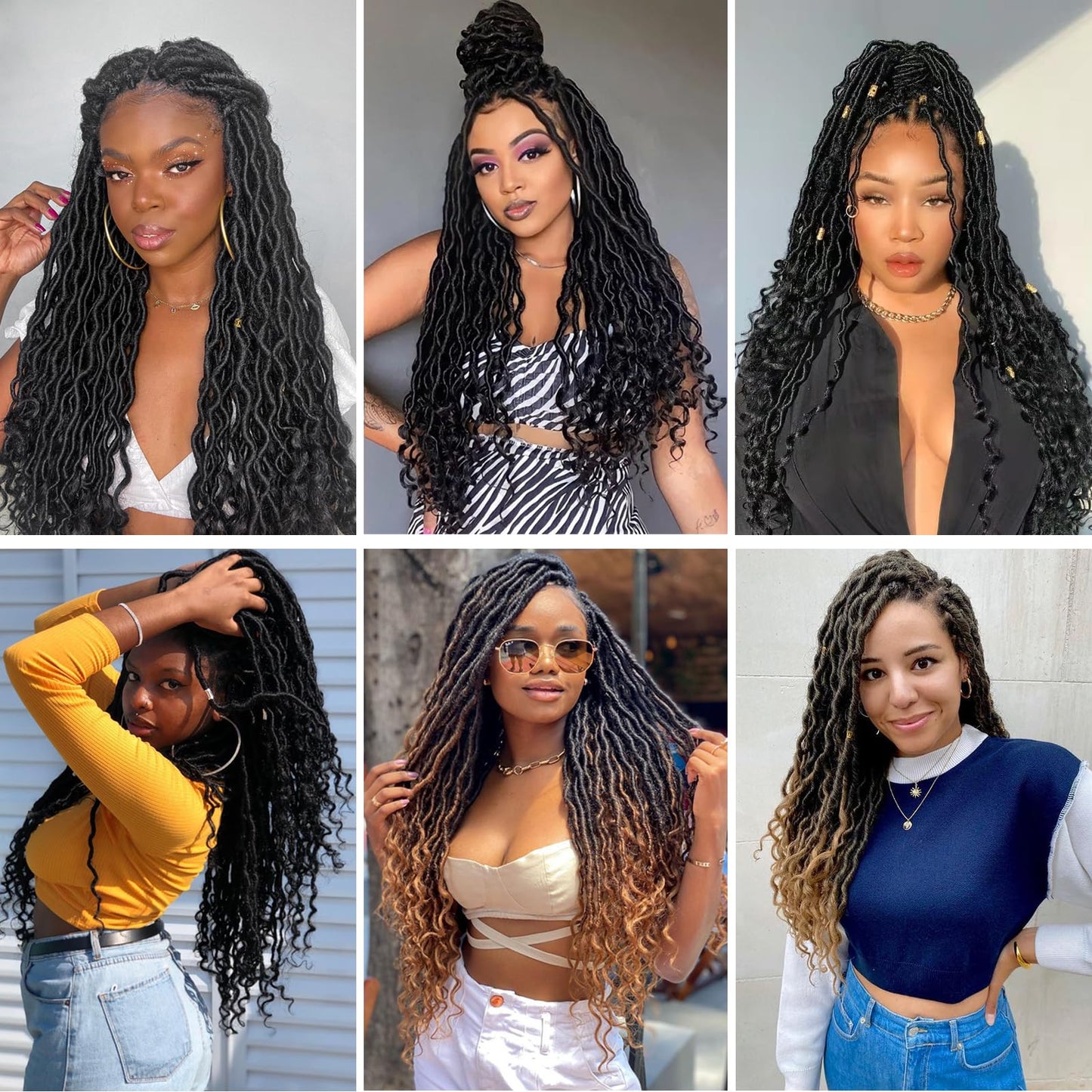 Ginger Goddess Locs Crochet Hair 18 Inch 6 Packs Pre Looped Goddess Faux Locs Crochet Hair For Black Women Soft Crochet Goddess Locs With Curly Ends(350#, 18 Inch, 6 Packs)