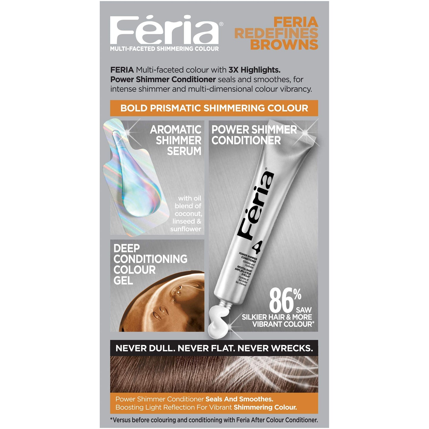 L'Oreal Paris Feria Multi-Faceted Shimmering Permanent Hair Color, 50 Havana Brown (Medium Brown), 1 kit, (Pack of 10)