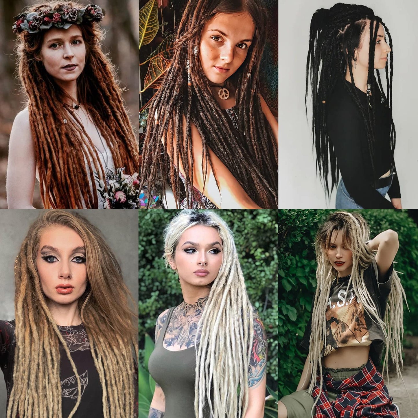 Leeven 30 Inch Synthetic Dreadlock Extensions 20 Strands Hippie Single Ended Dreads Chocolate Brown 0.6 cm Width Loc Extensions Reggae Style Crochet Hair for Women
