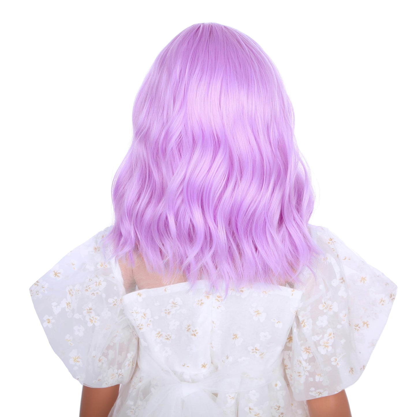 DUDUWIG Kids Light Purple Wig Girls Short Bright Purple Wavy Curly Wig Children Side Part Wigs Heat Resistant Synthetic Wigs with Cap