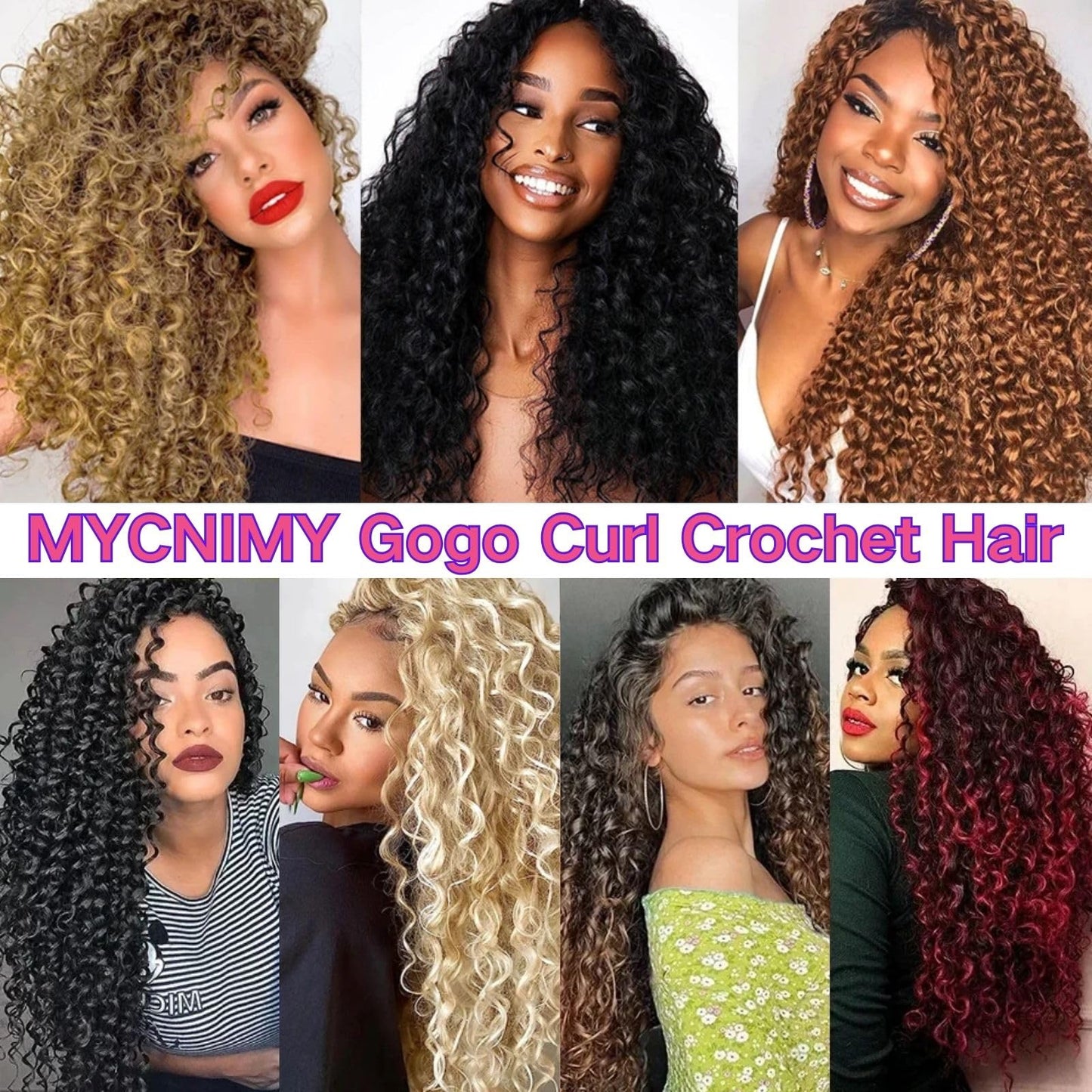 Gogo Curl Crochet Hair 14 Inch 8 Packs Pretwisted Curly Crochet Hair Pre looped Ocean Wave Crochet Hair Water Wave Deep Twist Crochet Synthetic Braiding Hair for Women Girl Kids (T350)