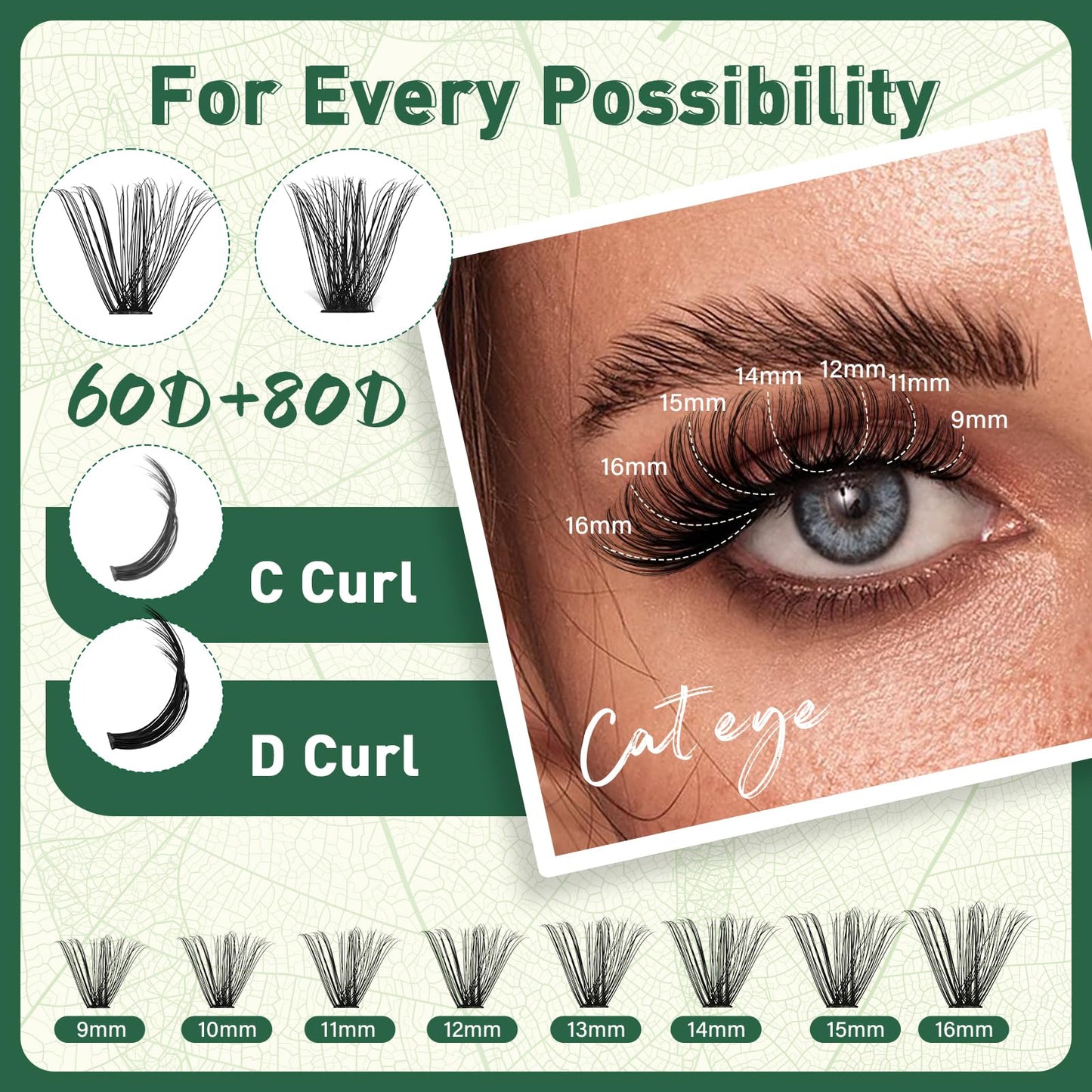 Lash Clusters 320Pcs Eyelash Clusters KEYYOU 60D+80D D Curl 9-16MIX Clusters Lashes Super Soft Wispy DIY Eyelash Extension at Home(60D+80D-D,9-16MIX)