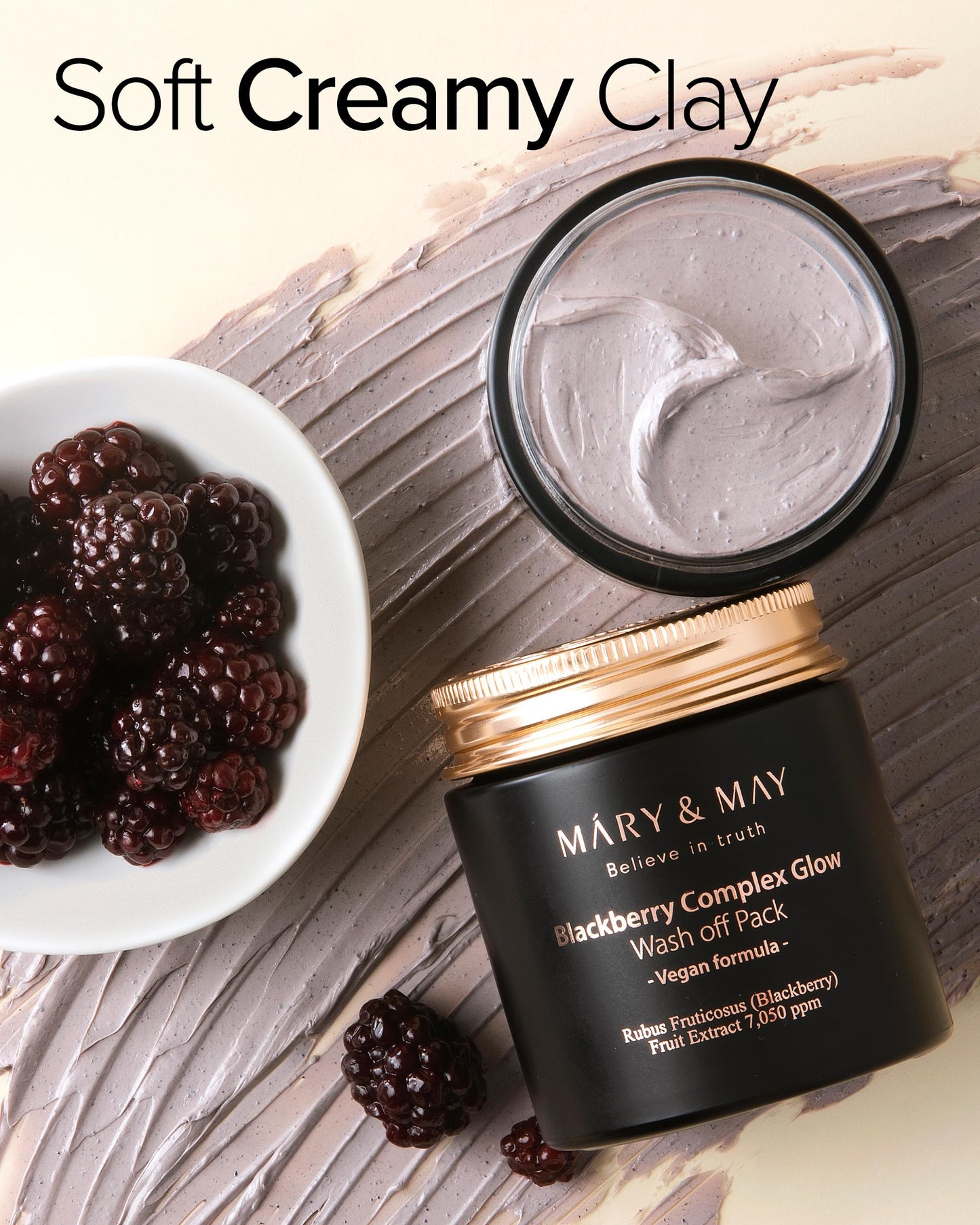 Mary&May Vegan Blackberry Complex Glow Wash Off Mask - Blackhead Care, Pore Clearing, Anti Aging Clay Mask - Bright and Glow Skin - Korean Skincare, 4.23oz.
