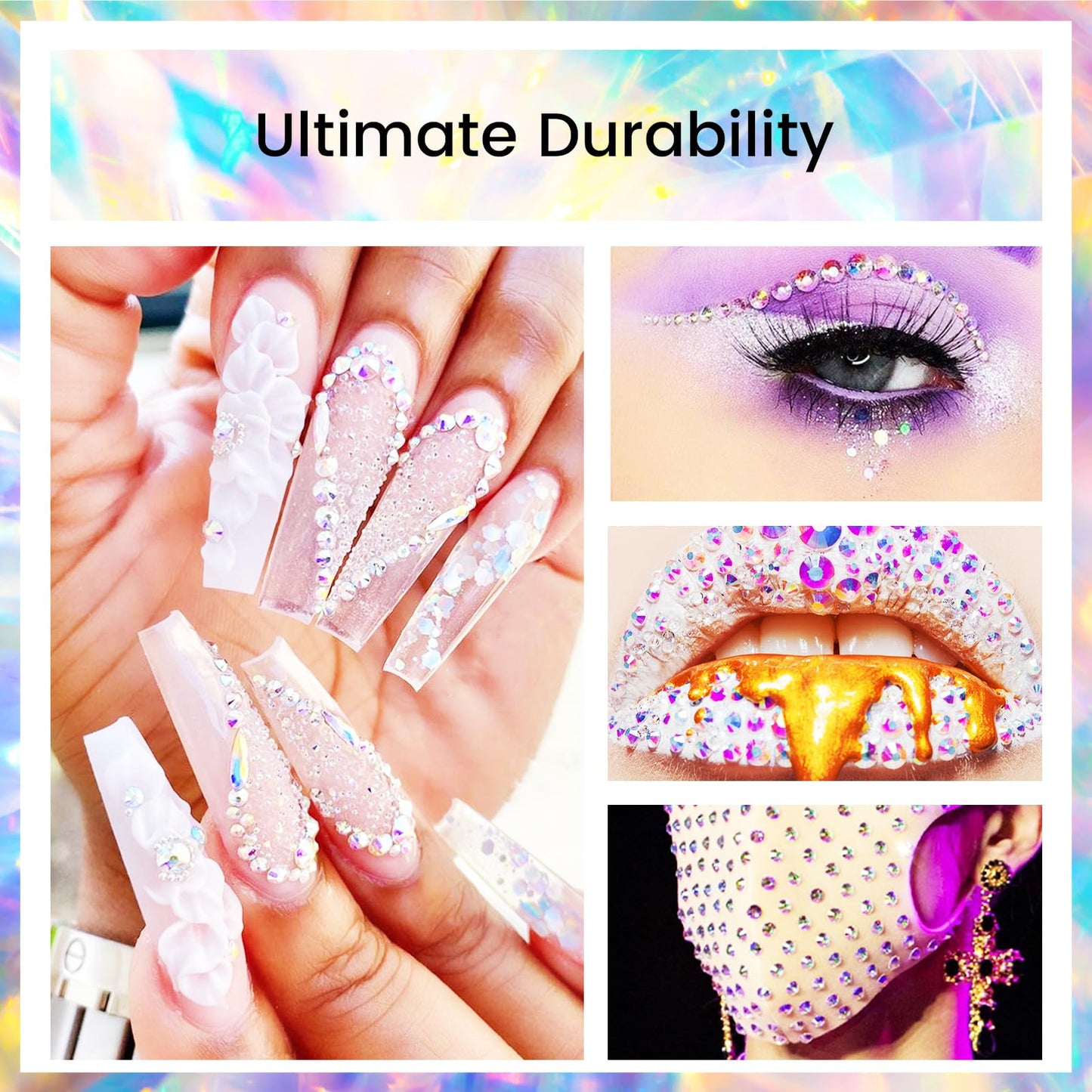 Novani Rhinestones 1440pcs SS20 Glass Rhinestones Crystal Flatback Gemstones for Crafts Nails Makeup Bags and Shoes Decoration（SS20, Transparent AB）