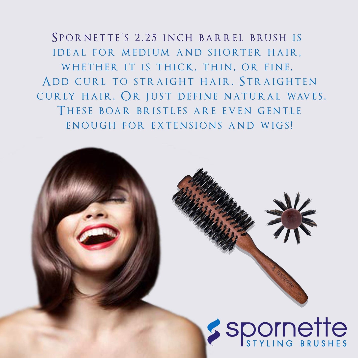 Spornette Italian 2.25 inch Round Boar Bristle 854