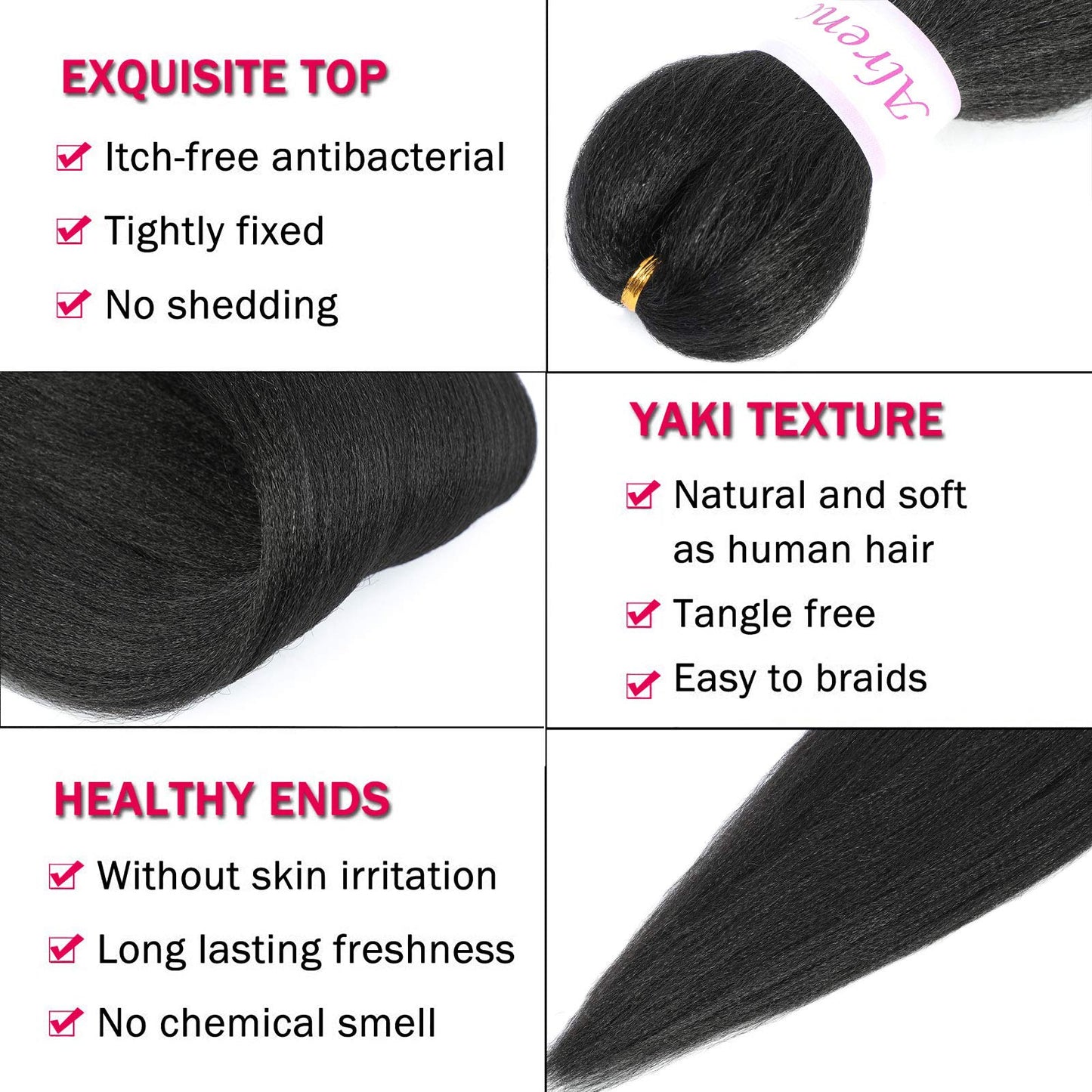 Alrence Pre Stretched Braiding Hair Long Braid 24 Inch 8 Packs Professional Braiding Hair Extensions Synthetic Crochet Twist Braids (24 Inch, 1B#)