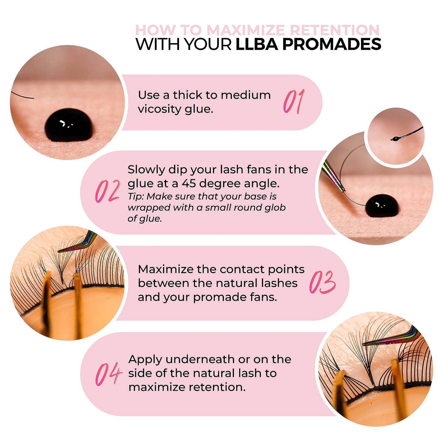 LLBA Promade Fans | Handmade Volume Eyelashes | Multi Selections From 3D To 16D | C CC D DD L M Curl | Thickness 0.03 ~ 0.1 mm | 8 - 20mm Length | Long Lasting | Easy Application (10D-0.03 D 8 mm)